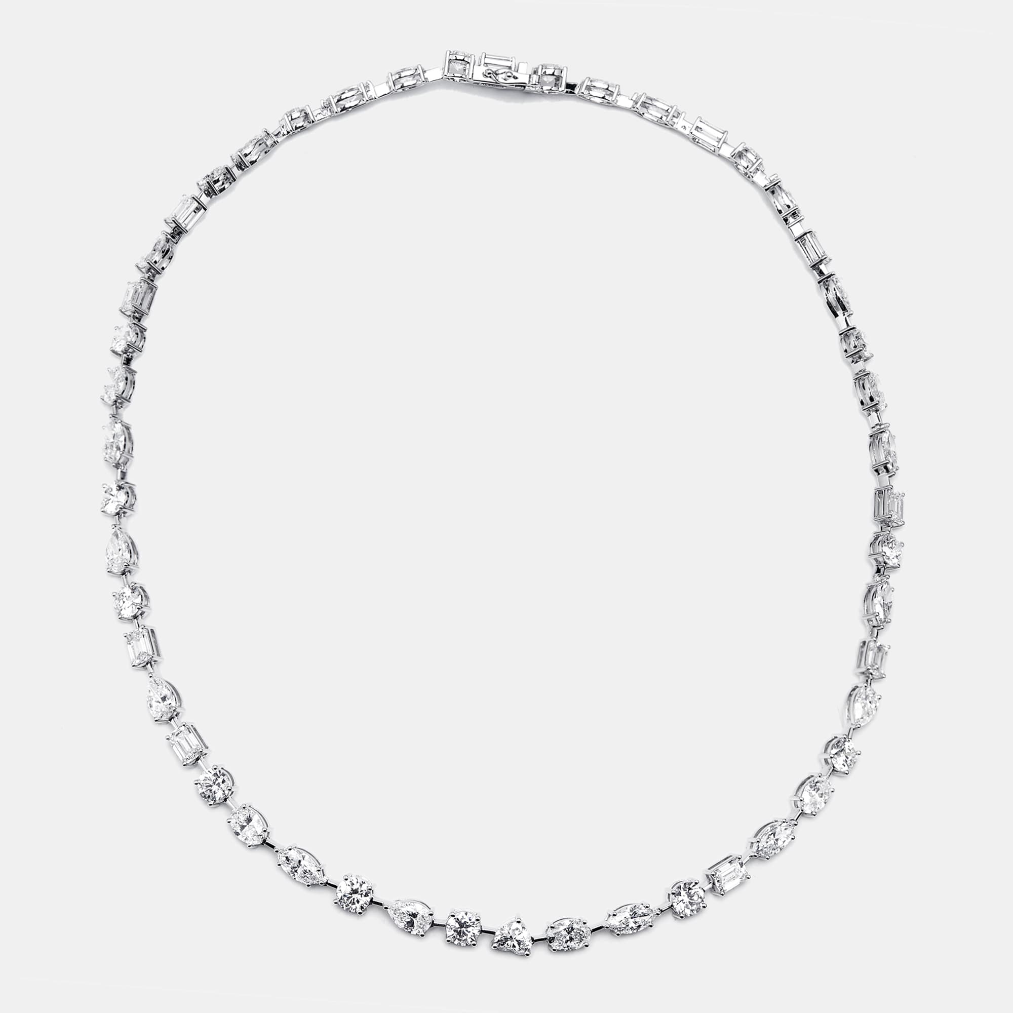 25 cts Oval, Pear, Marquise, Emerald Cut, Heart, Round Lab Grown Diamonds 18k White Gold Necklace