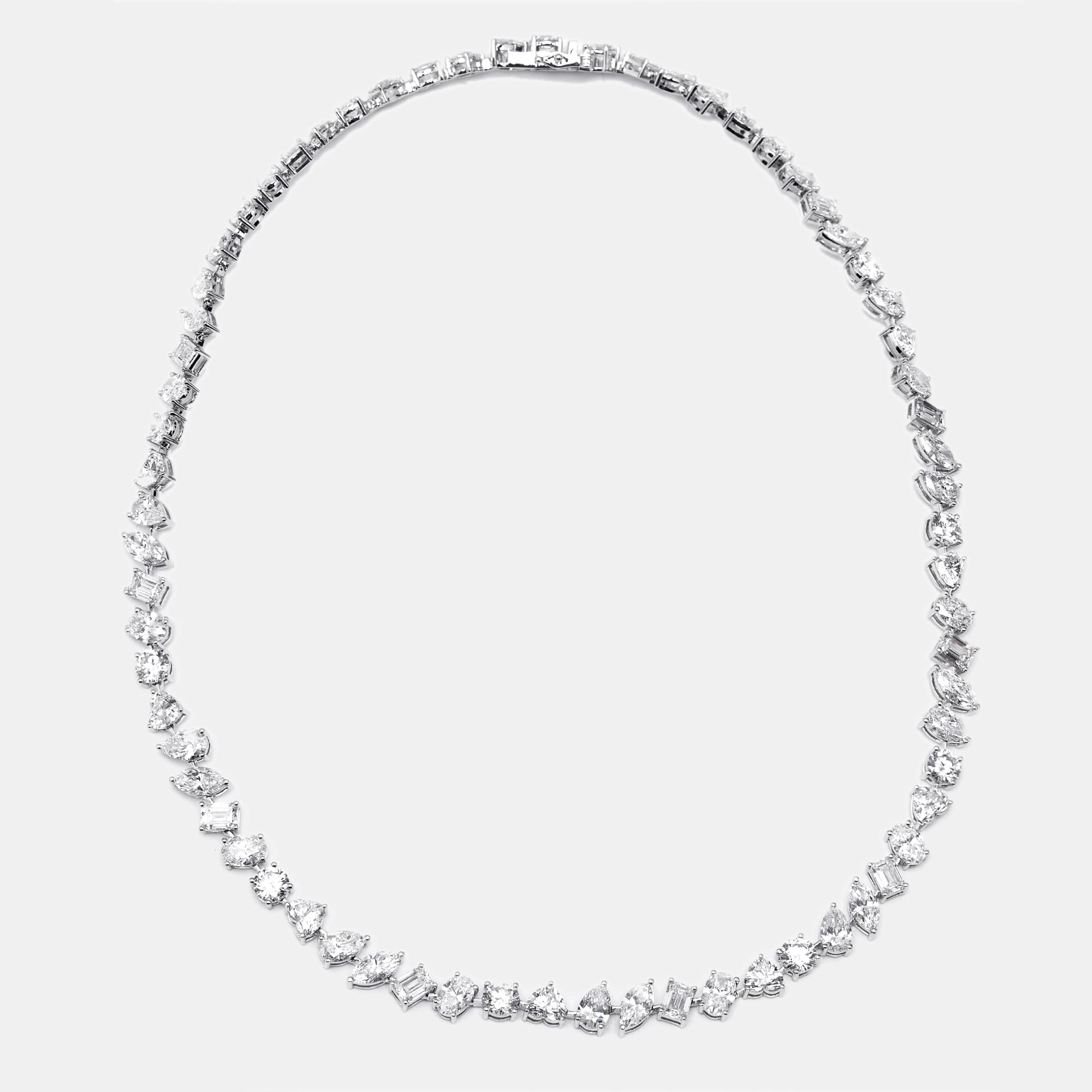 35.5 cts Oval, Pear, Marquise, Emerald Cut, Heart, Round Lab Grown Diamonds 18k White Gold Necklace