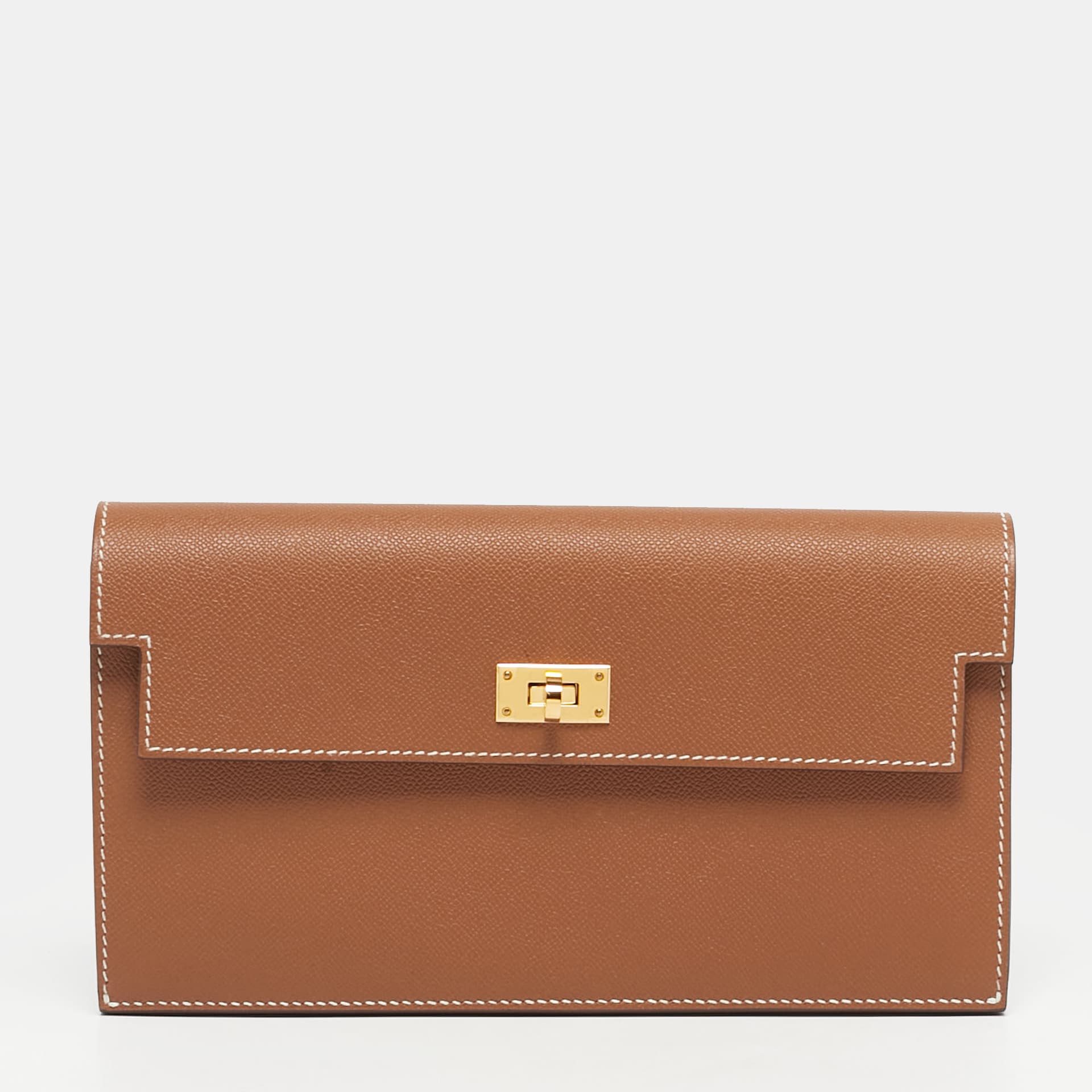 Hermes Kelly Pocket Gold Madame Leather Long Wallet