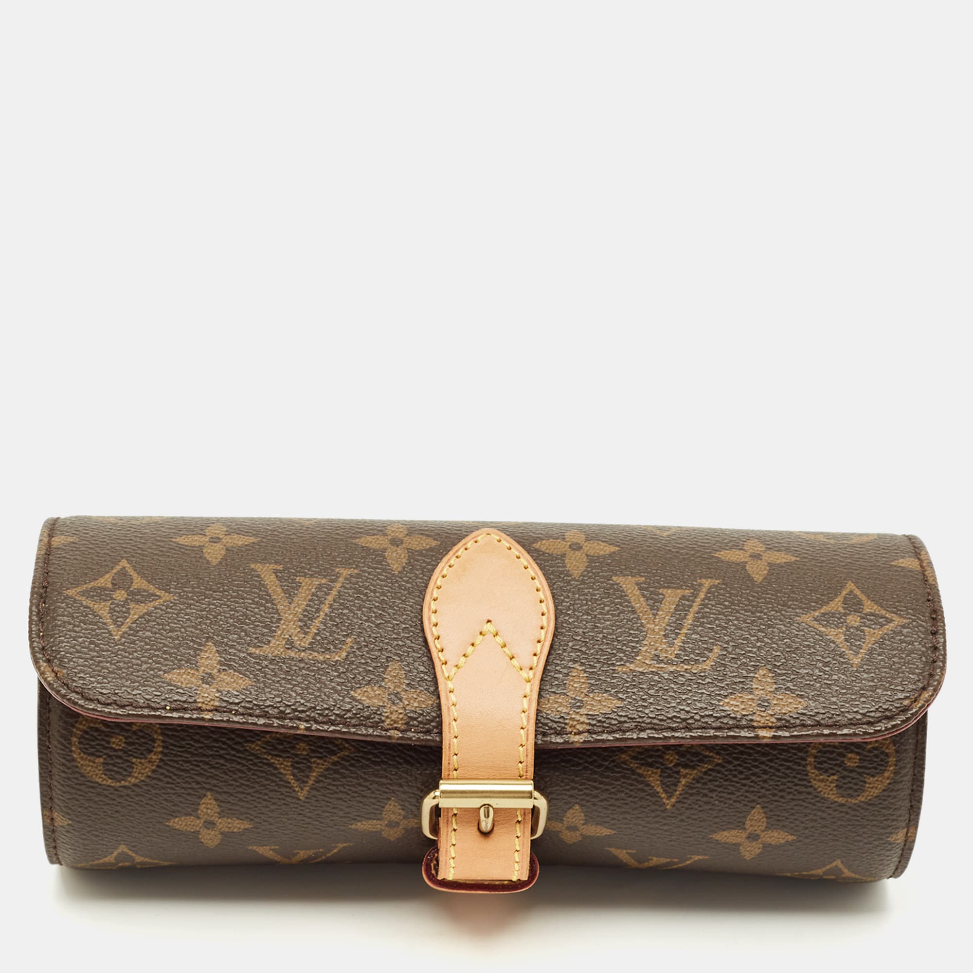 Louis Vuitton 3 Watch Case Monogram Canvas and Leather