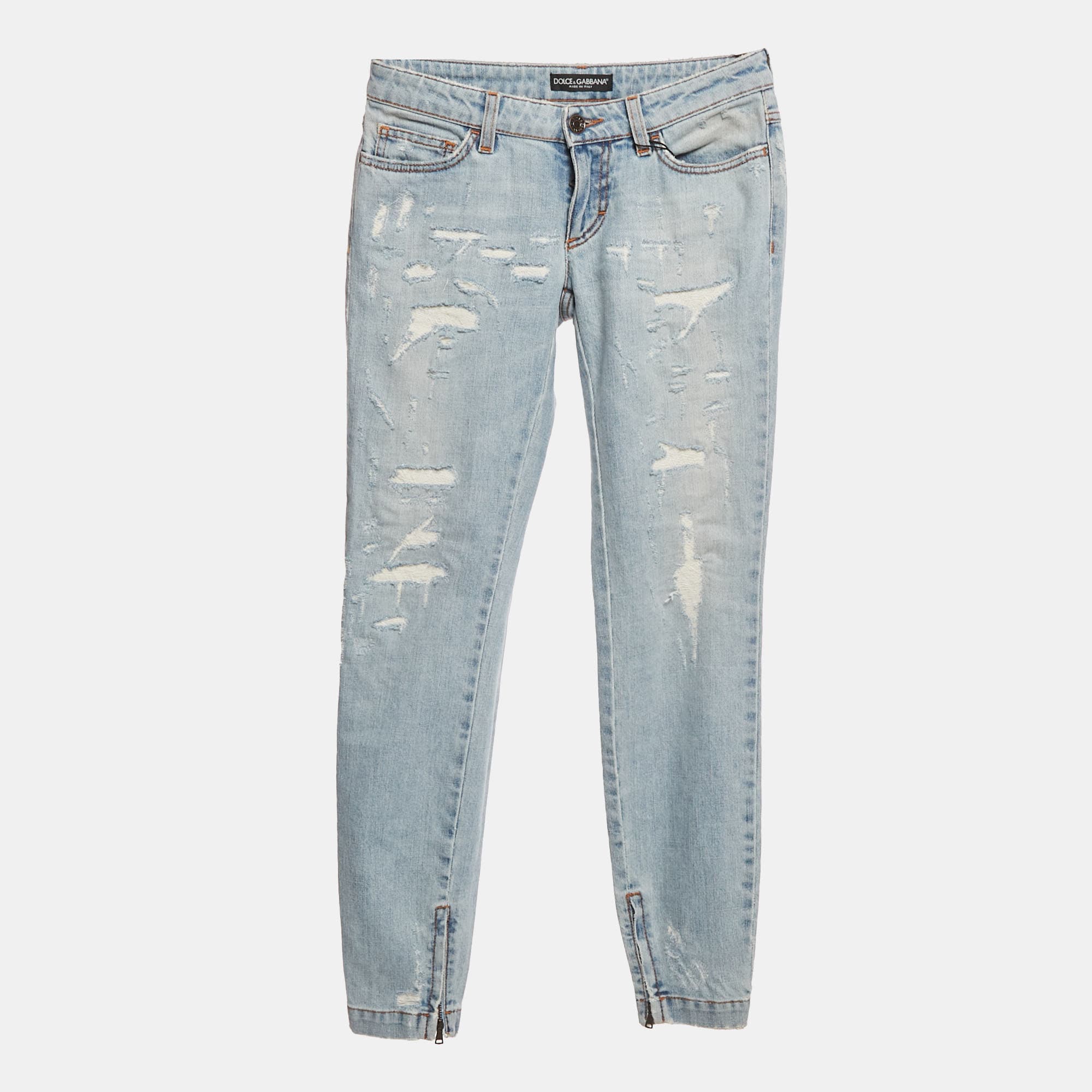 Dolce & Gabbana Blue Distressed Denim Pretty Fit Jeans XS/Waist 26"