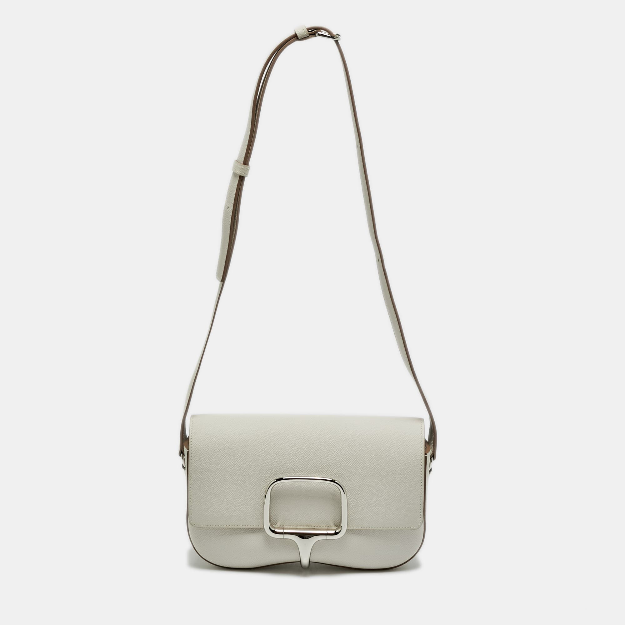 Herm&egrave;s Della Cavalleria Elan Gris Pale Epsom Leather Shoulder Bag