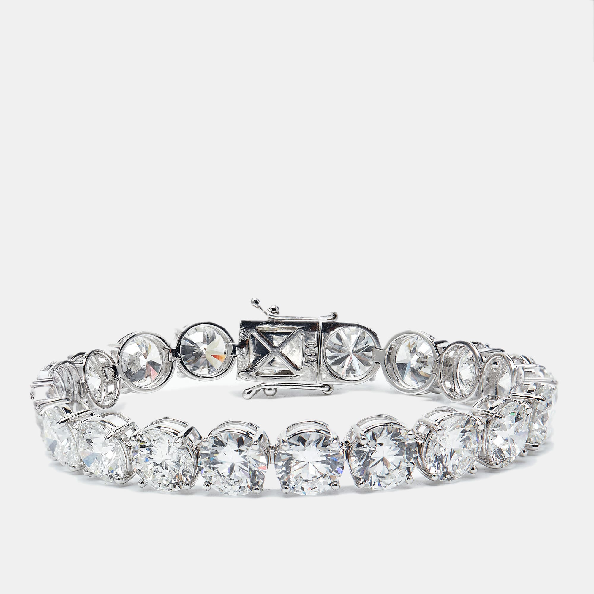 39.66 cts Round Lab Grown Diamonds 18k White Gold Bracelet