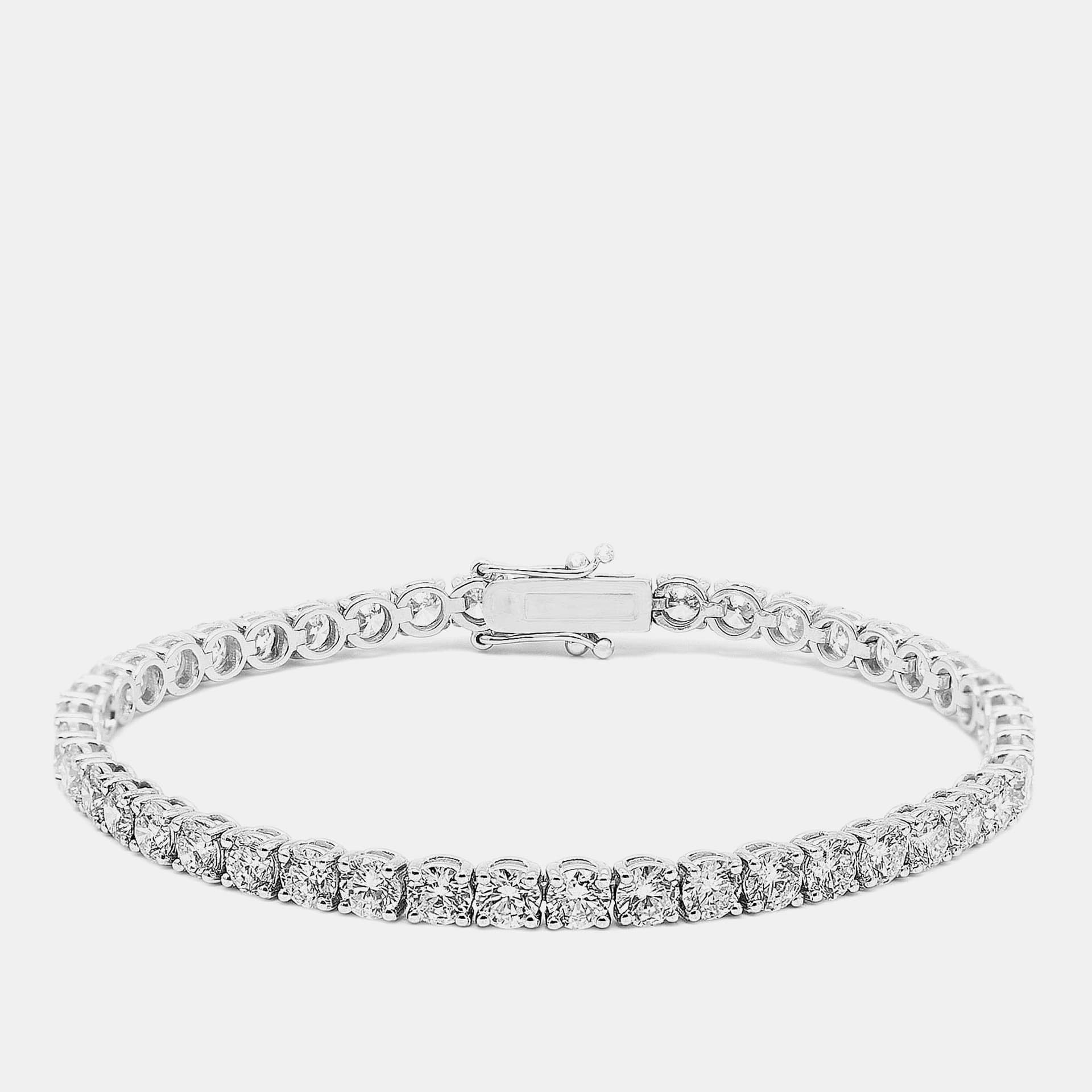 7.4 cts Round Lab Grown Diamonds 18k White Gold Bracelet