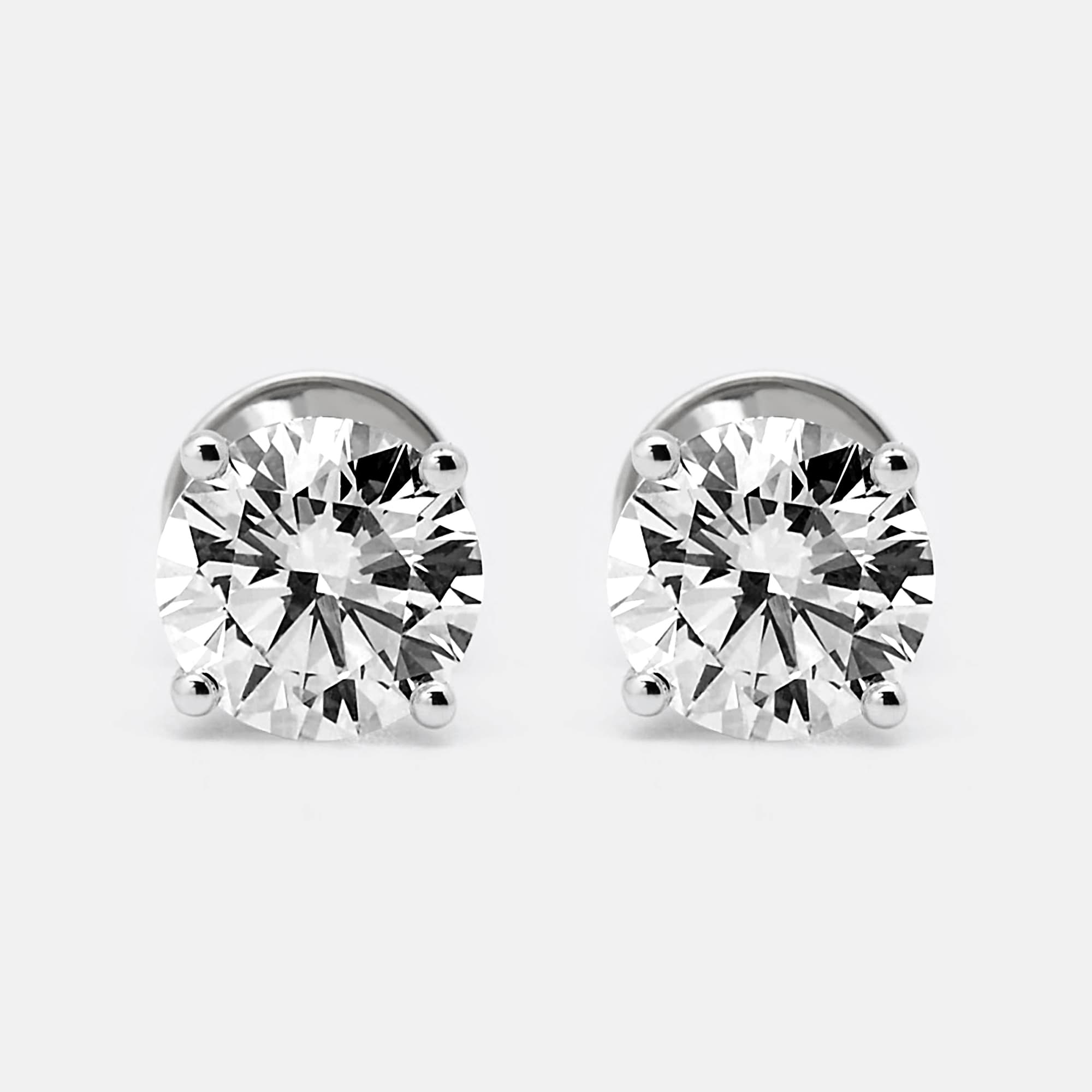 2 cts Round Lab Grown Diamonds 18k White Gold Earrings