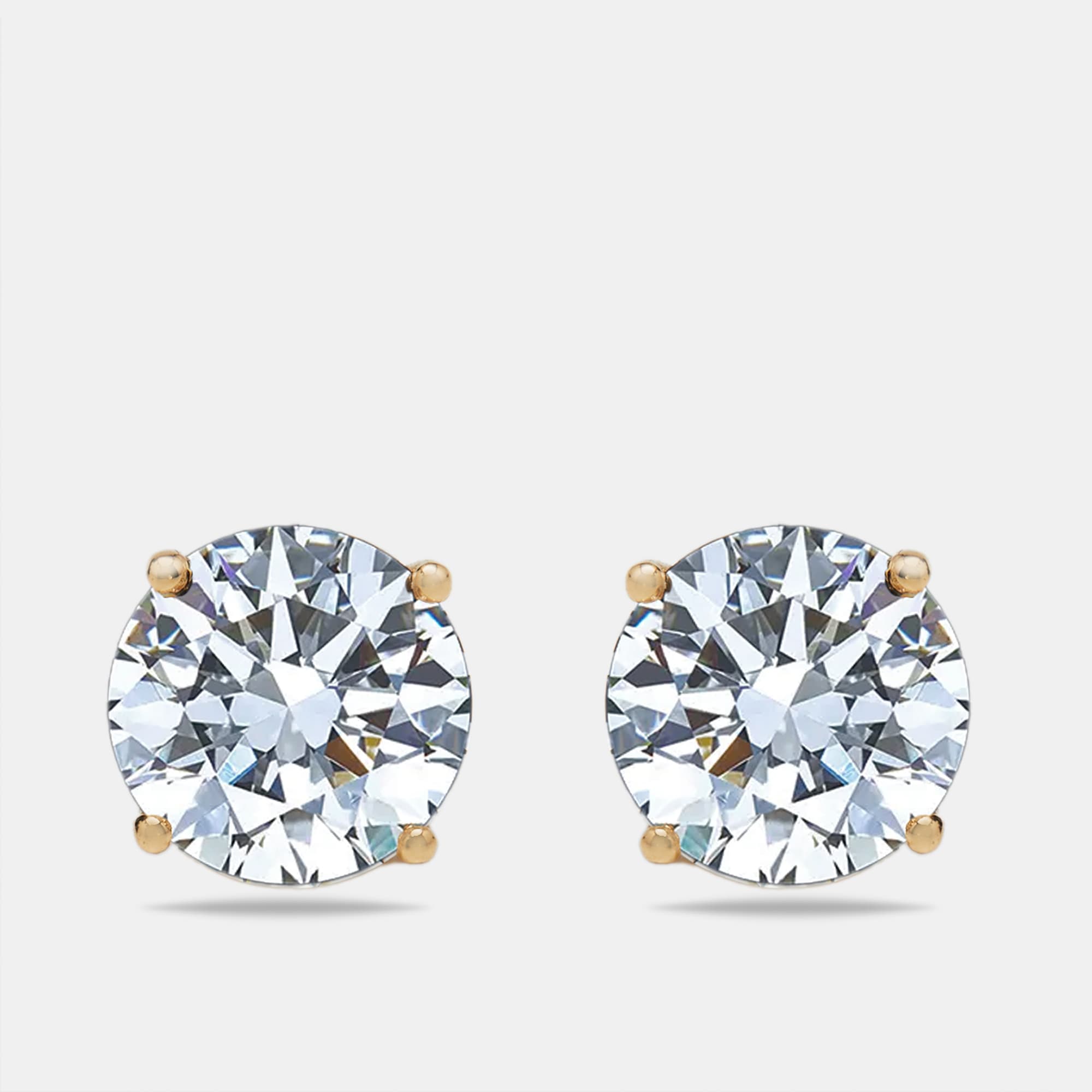 6 cts Round Lab Grown Diamonds 18k Yellow Gold Earrings
