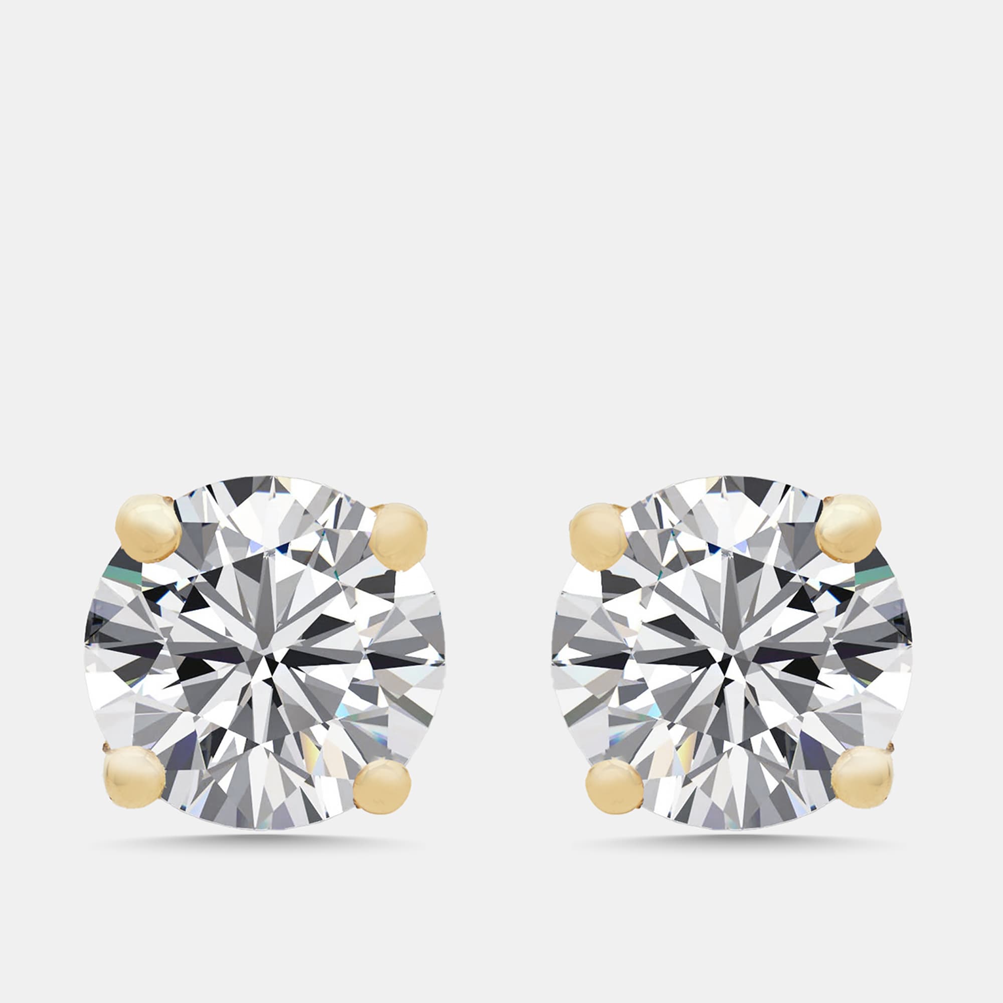 1 cts Round Lab Grown Diamonds 18k Yellow Gold Earrings