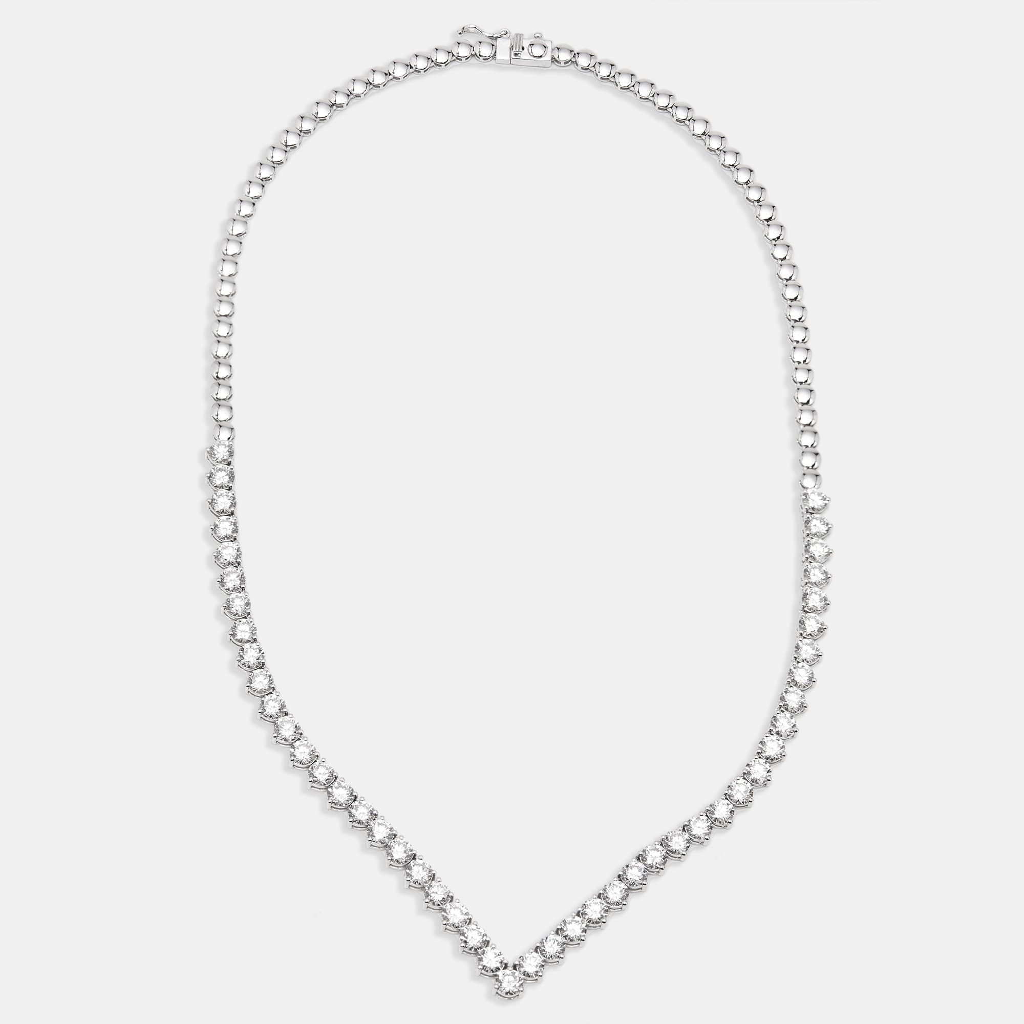 14.2 cts Round Lab Grown Diamonds 18k White Gold Necklace