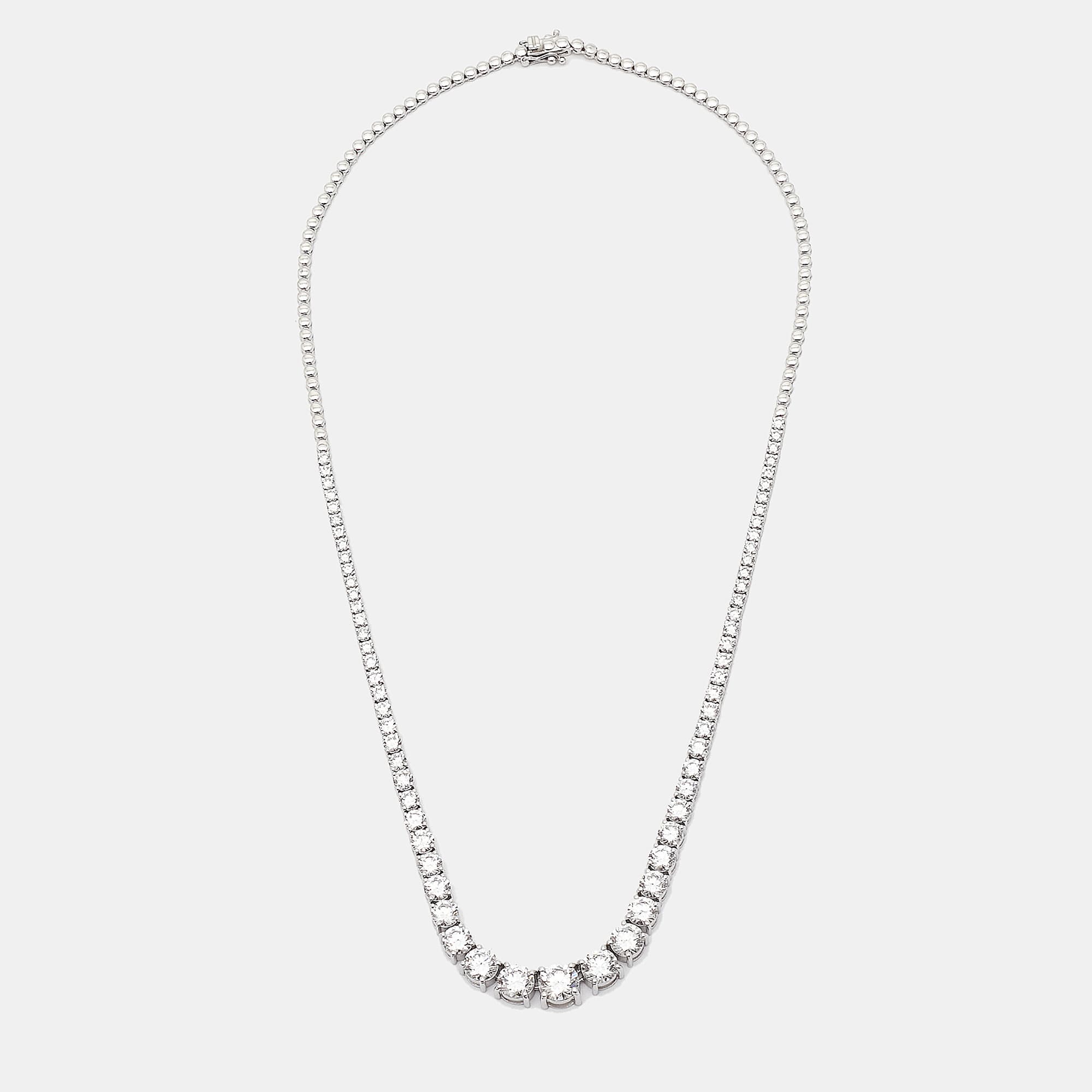 9.3 cts Round Lab Grown Diamonds 18k White Gold Necklace