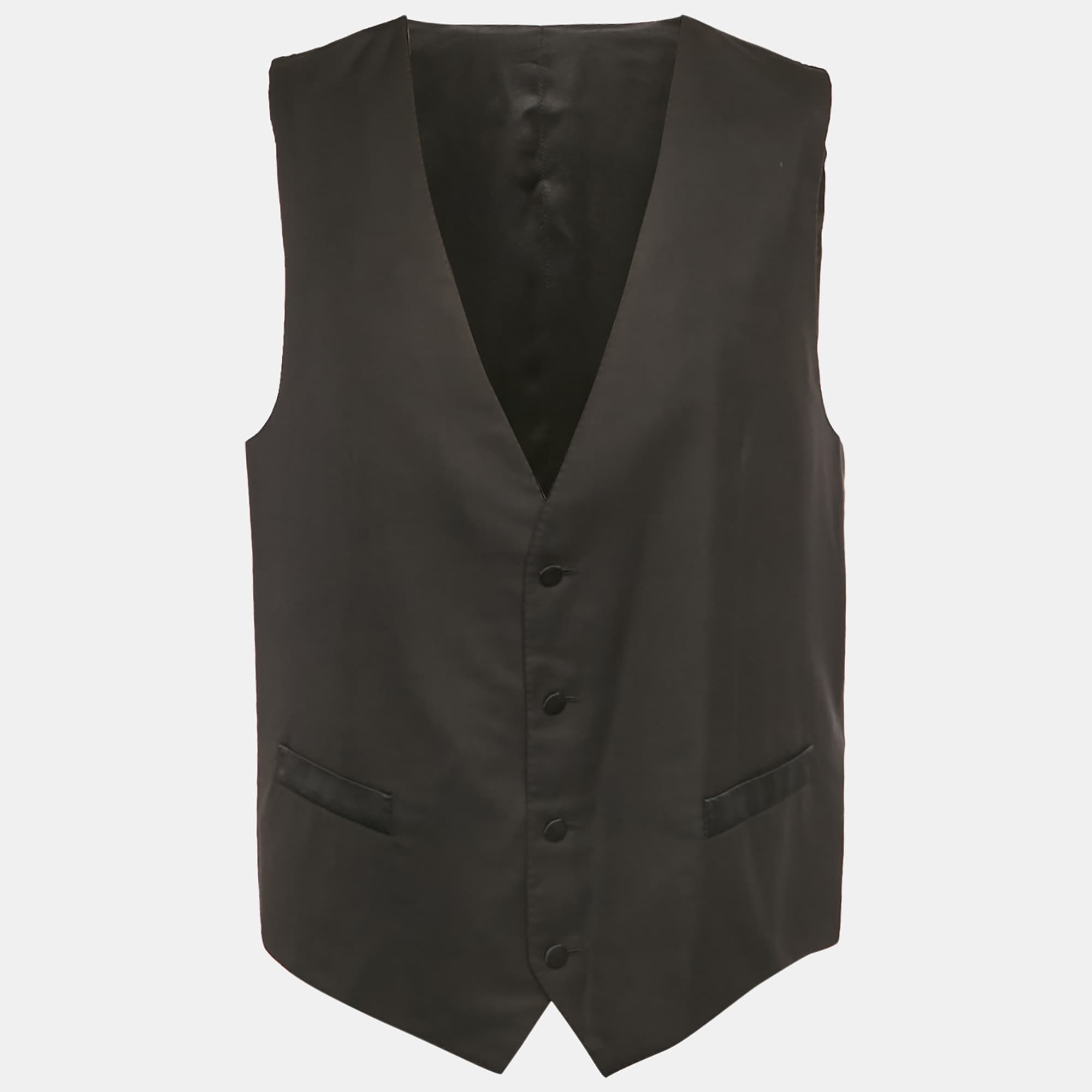 Dolce & Gabbana Black Wool and Silk Waistcoat L