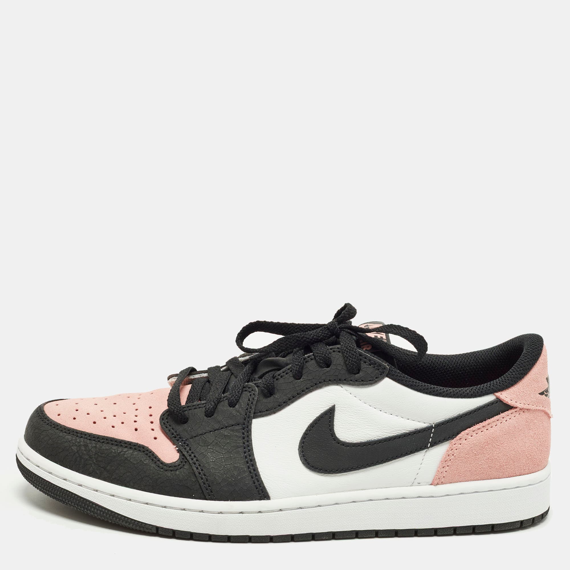 Air Jordans Jordan 1 Size 46 Tricolor Leather and Suede Low Top Sneakers