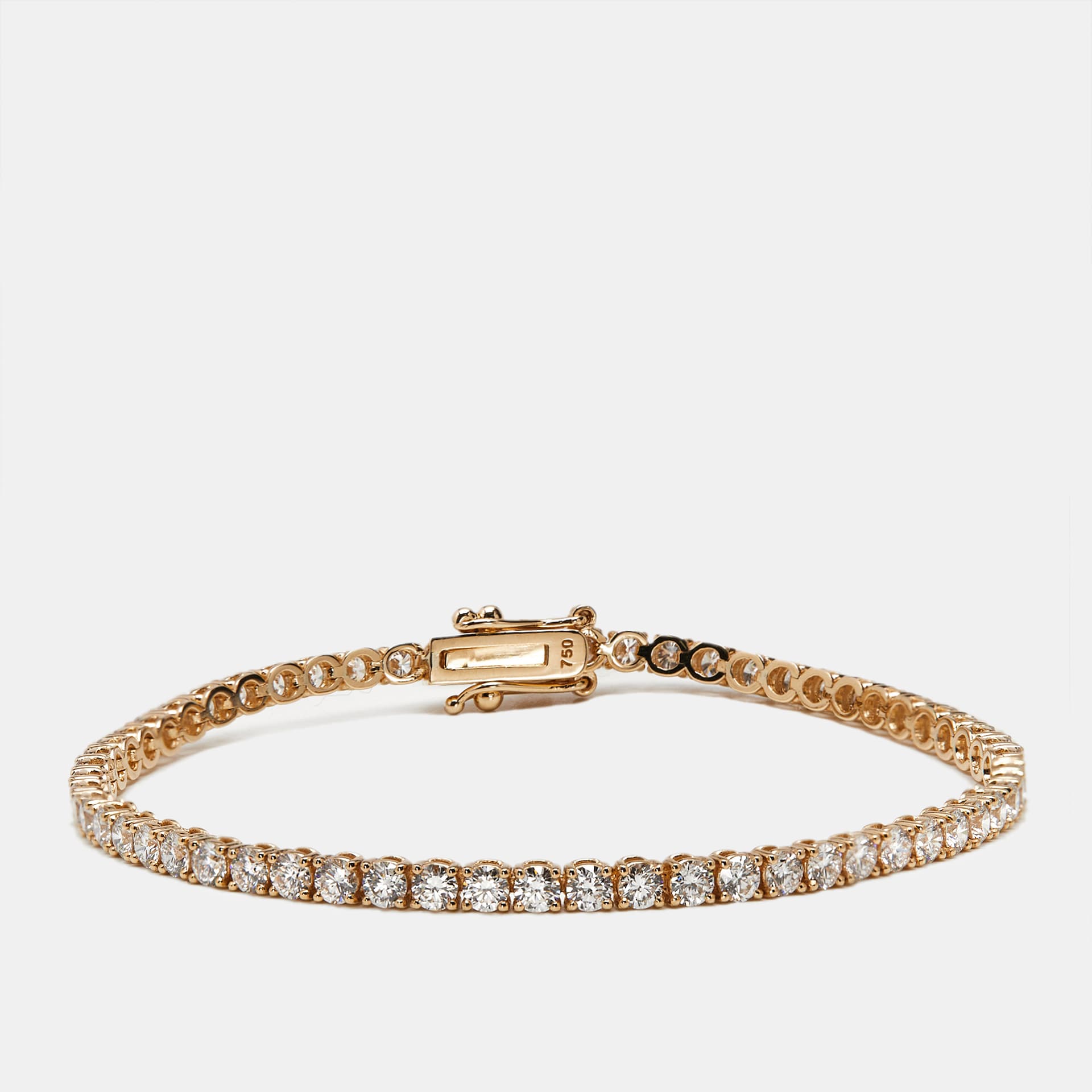 3.50 cts Round Brilliant Cut Lab Grown Diamonds 18k Rose Gold Tennis Bracelet