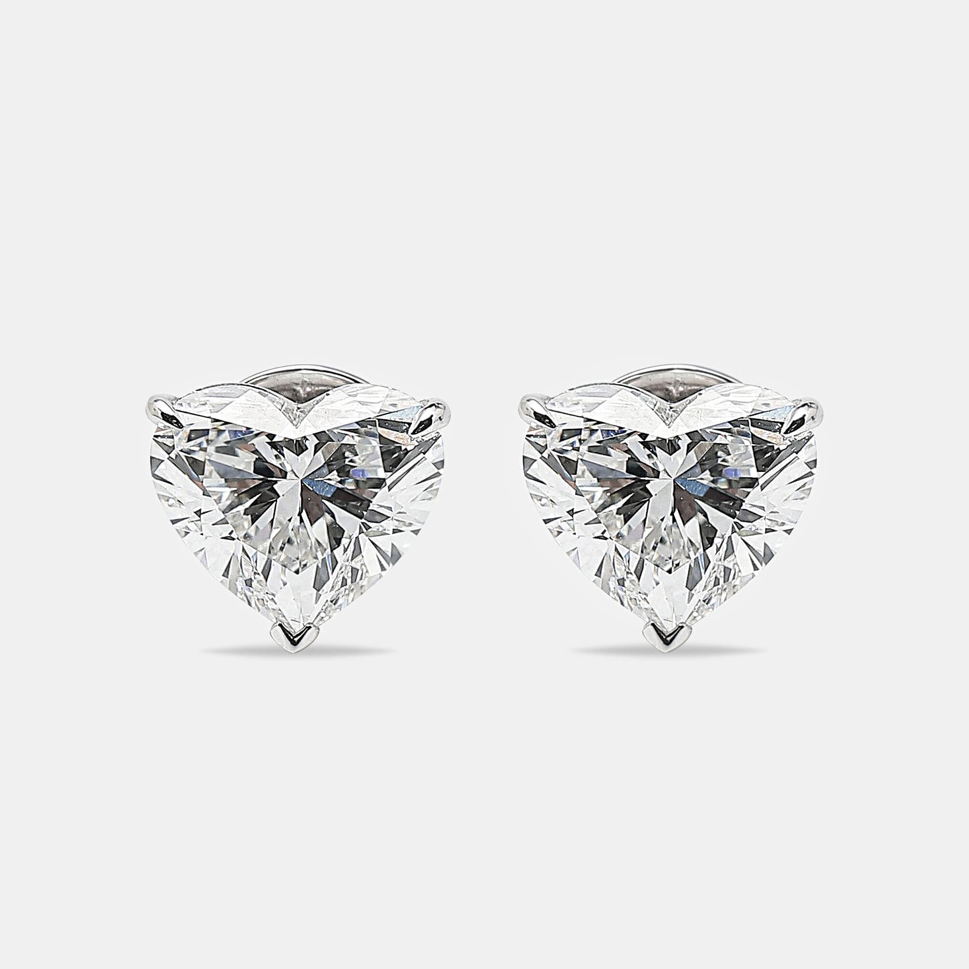 6.00 cts Heart Brilliant Cut 18k White Gold Stud Earrings