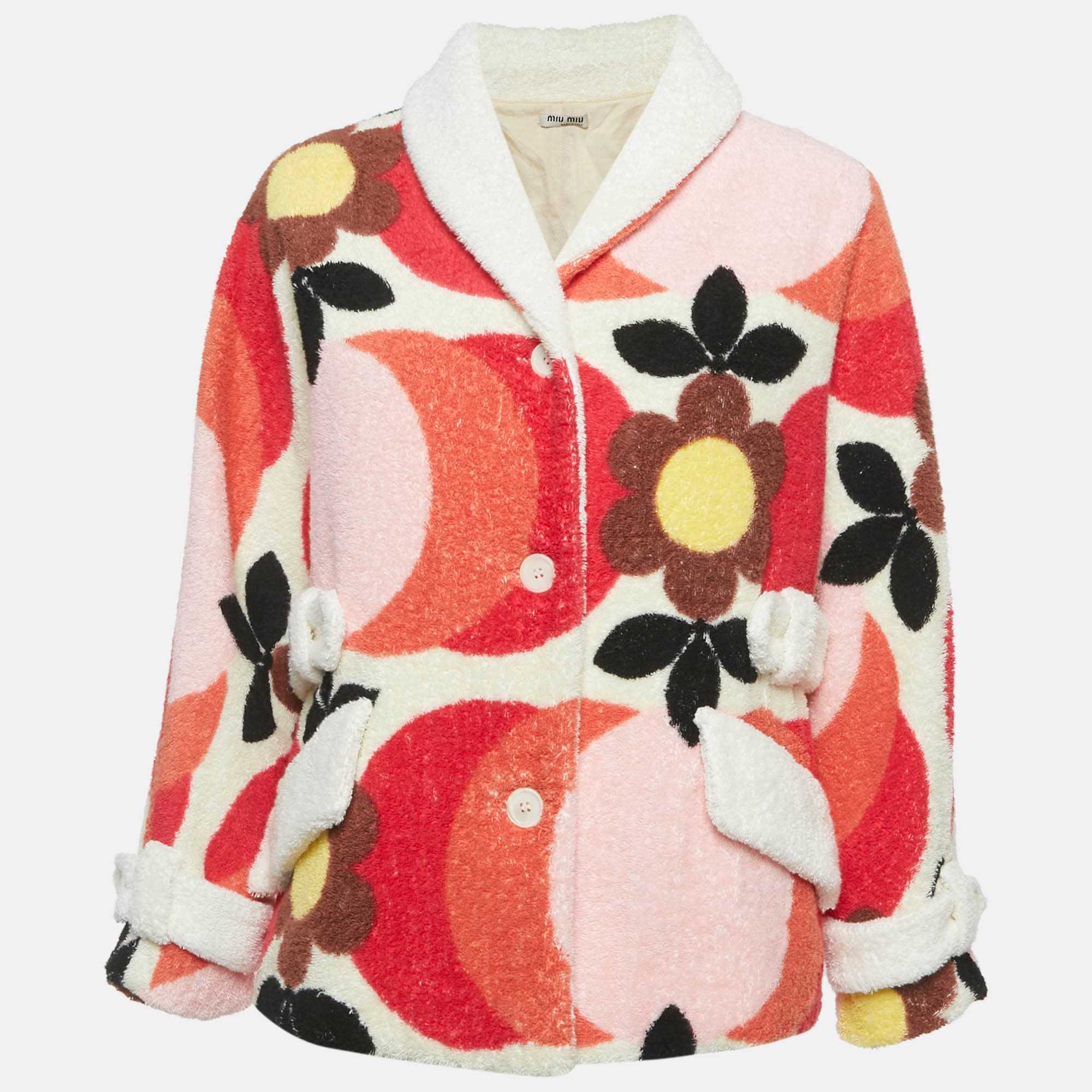 Miu Miu Multicolour Floral Print Terry Coat S