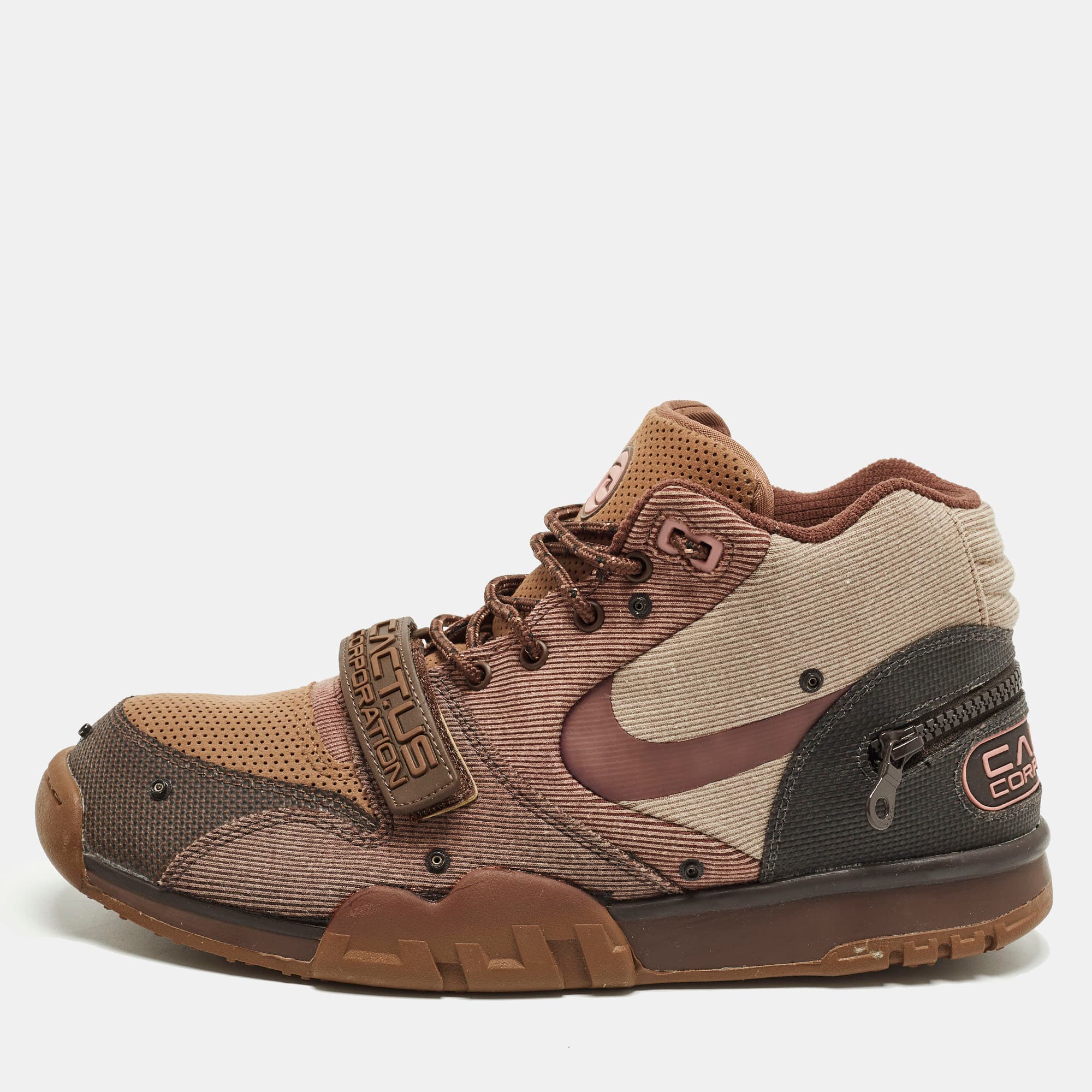 Nike Air Trainer 1 SP Travis Scott Wheat Size 45.5 Multicolor Canvas High Top Sneakers