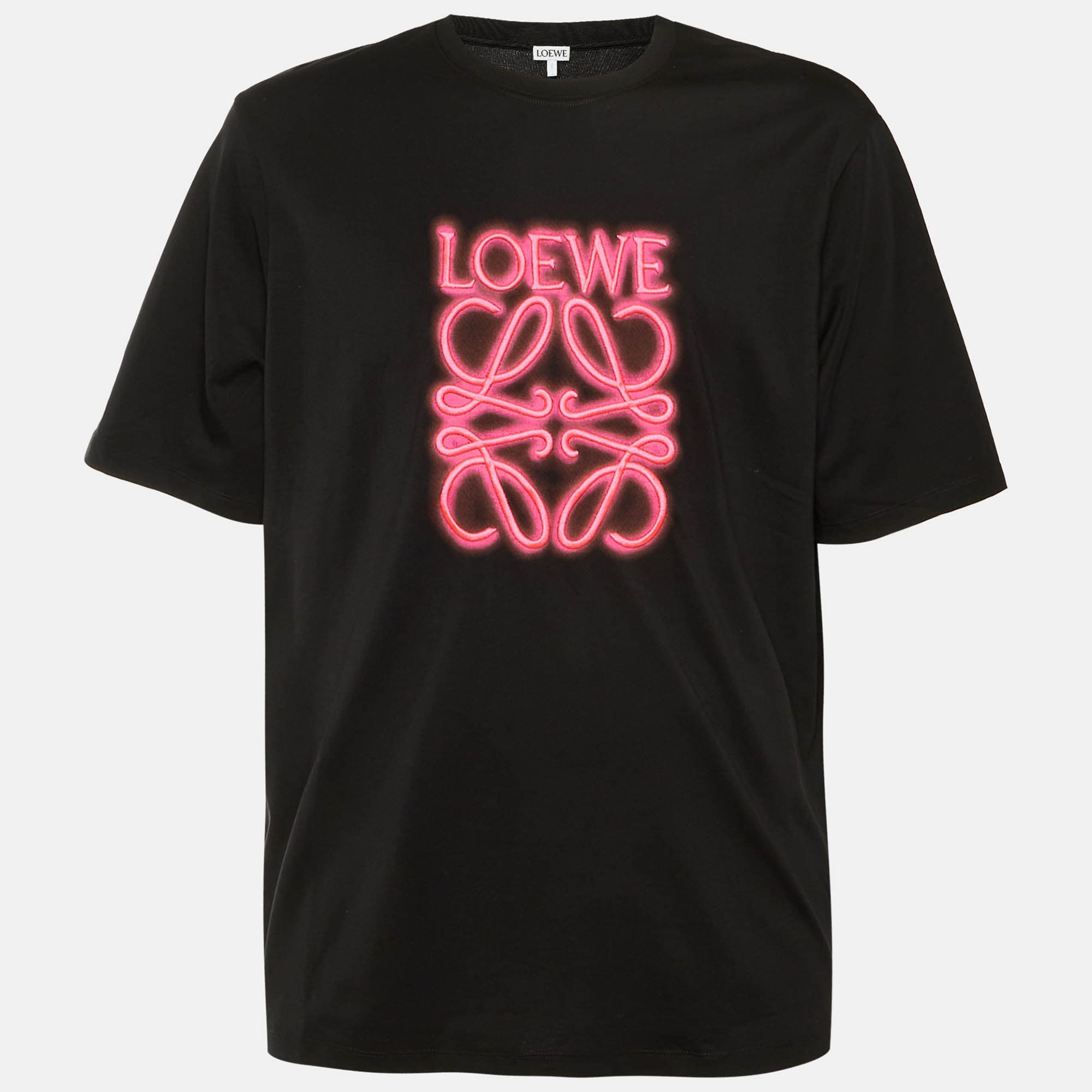 Loewe Black Cotton Neon Anagram Embroidered T-Shirt XL