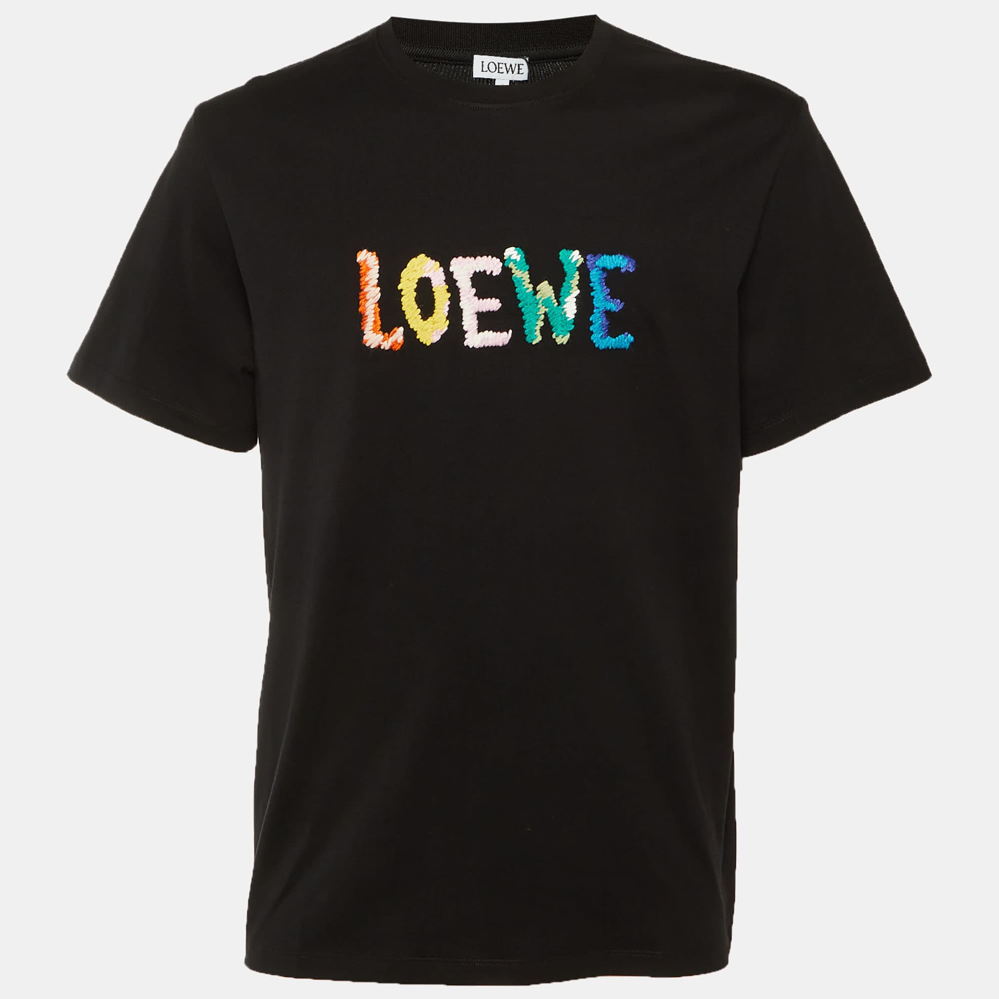 Loewe Black Cotton Anagram Embroidered Relaxed Fit T-Shirt L