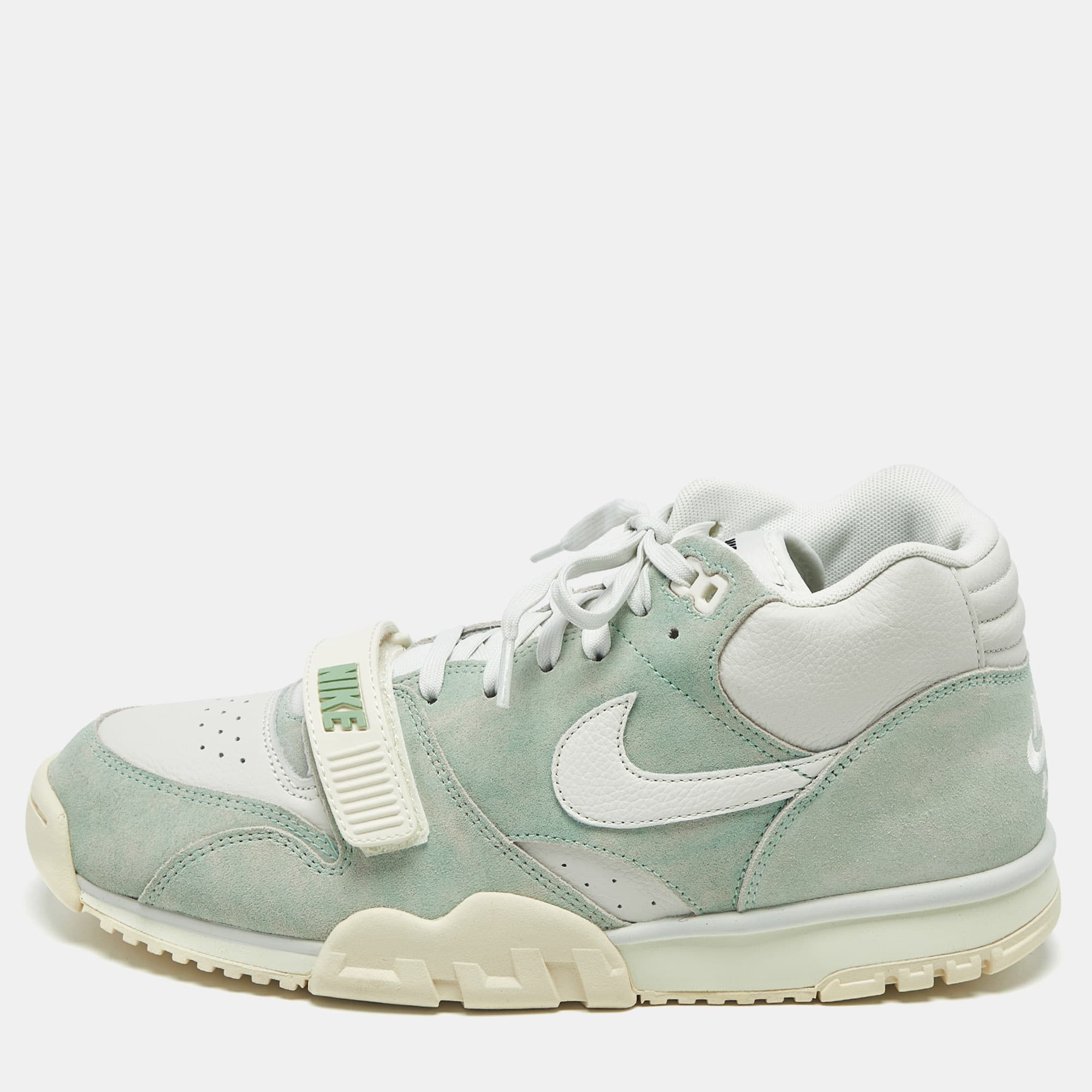Nike Air Trainer 1 Enamel Green Size 45.5 Green/White Suede and Leather High Top Sneakers