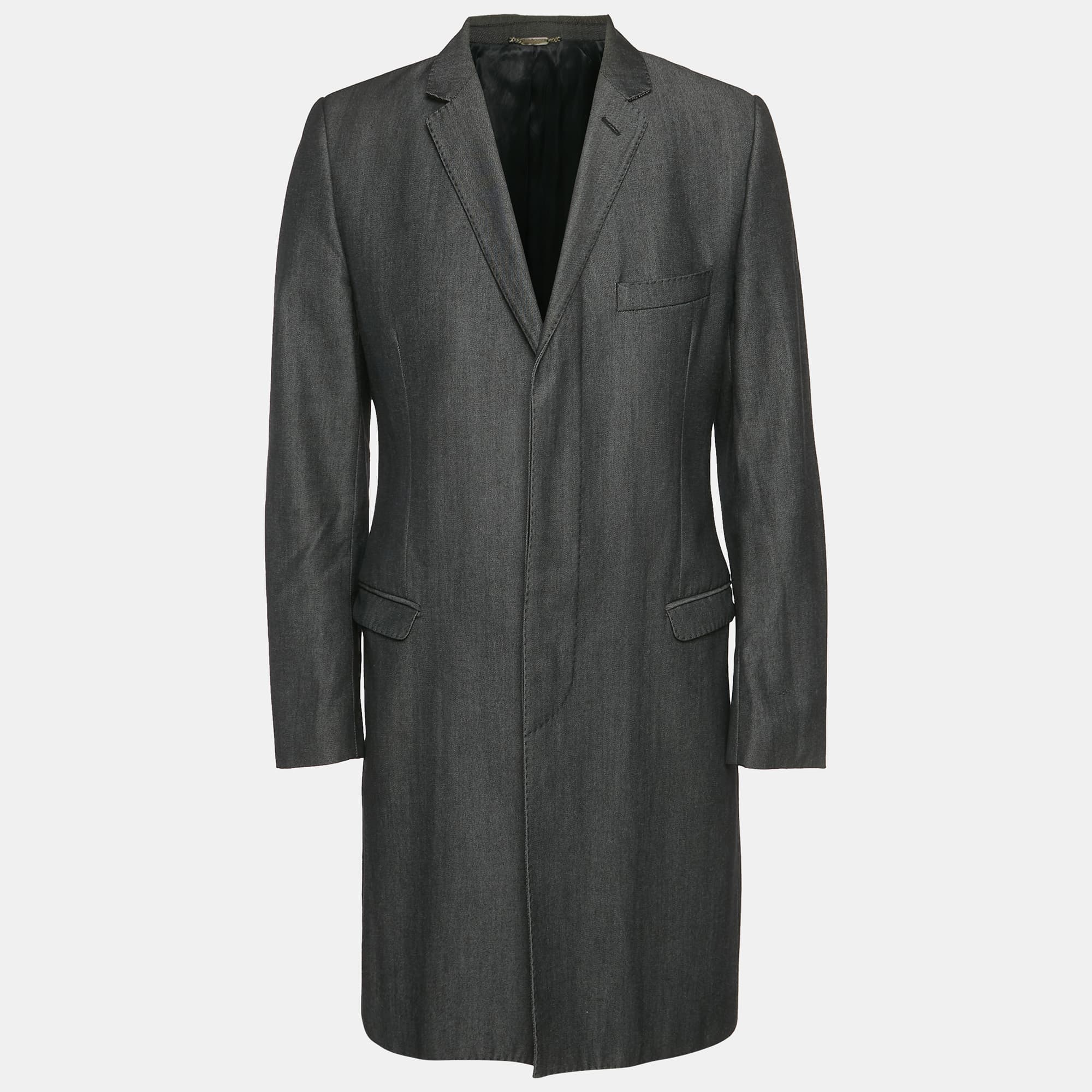 Dolce & Gabbana Black Denim Long Coat L