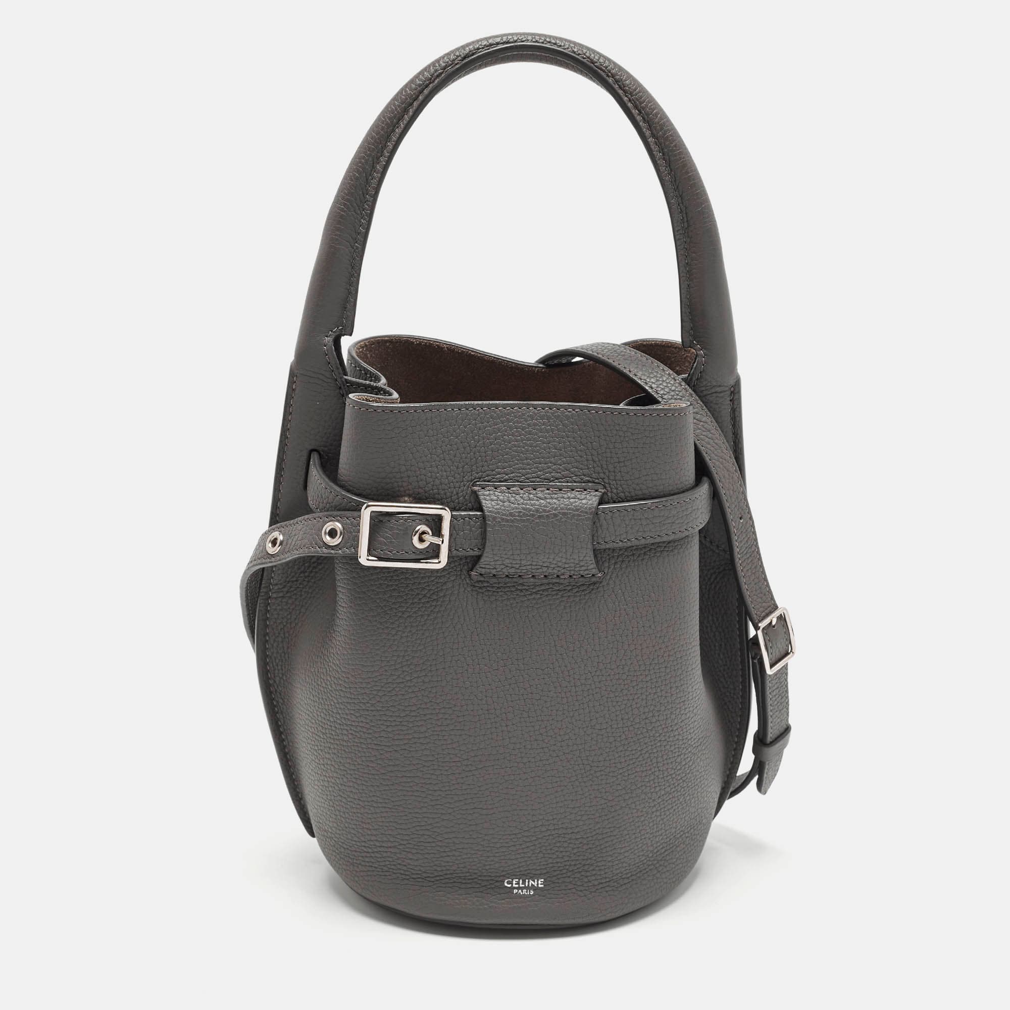 Celine Big Grey Nano Leather Bucket Bag