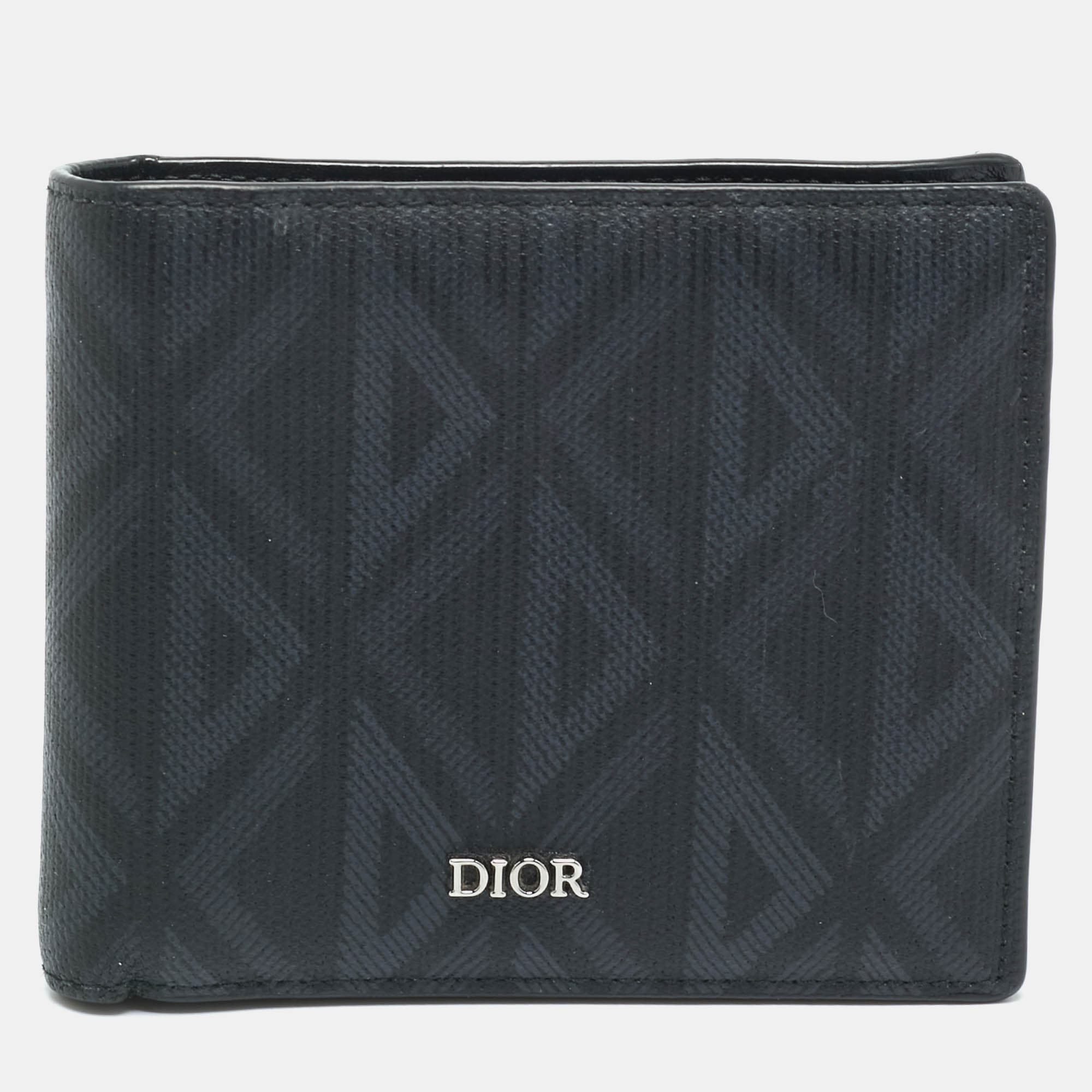 Dior Black/Grey CD Diamond Coated Canvas Bifold Wallet