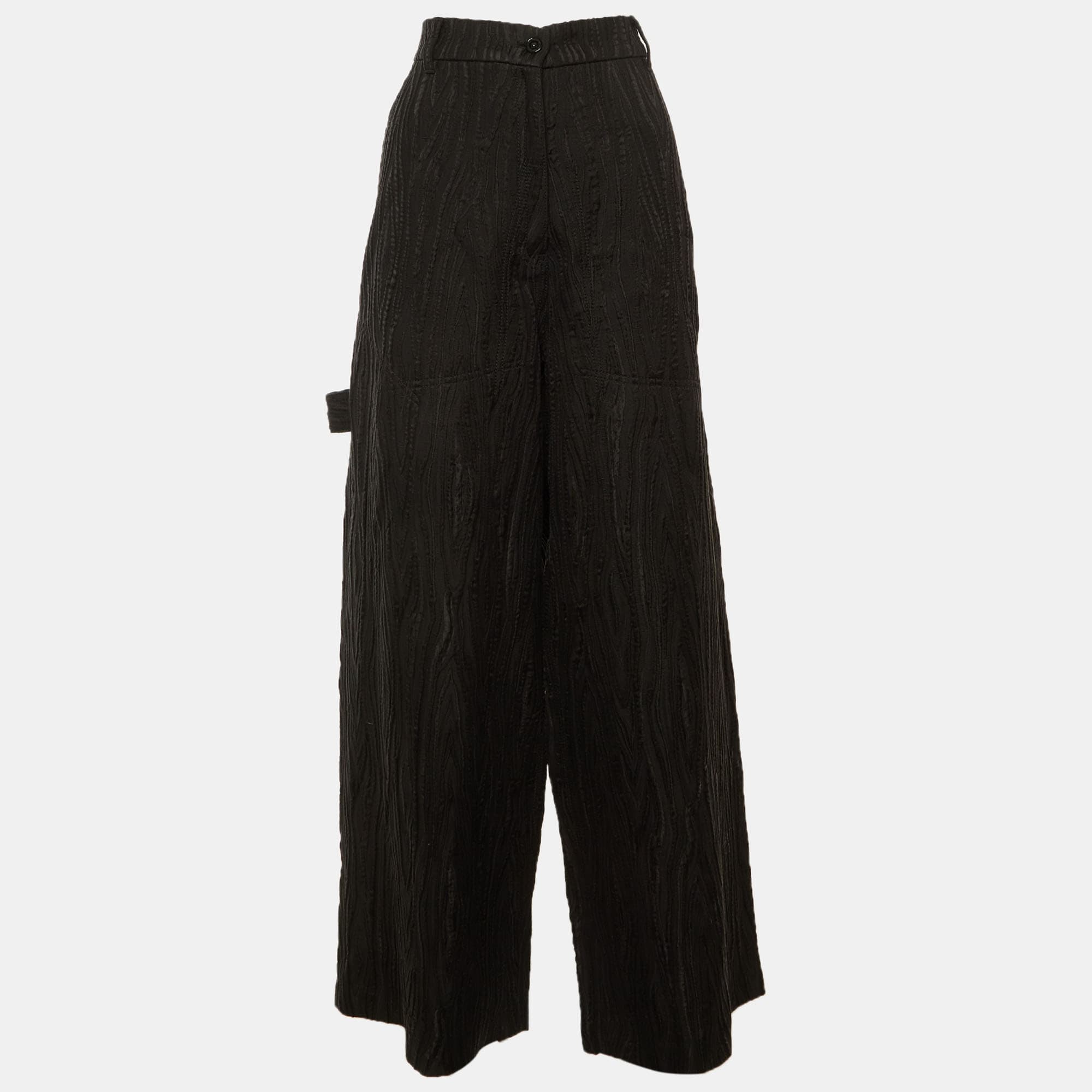 Stella McCartney Black Jacquard Trousers L