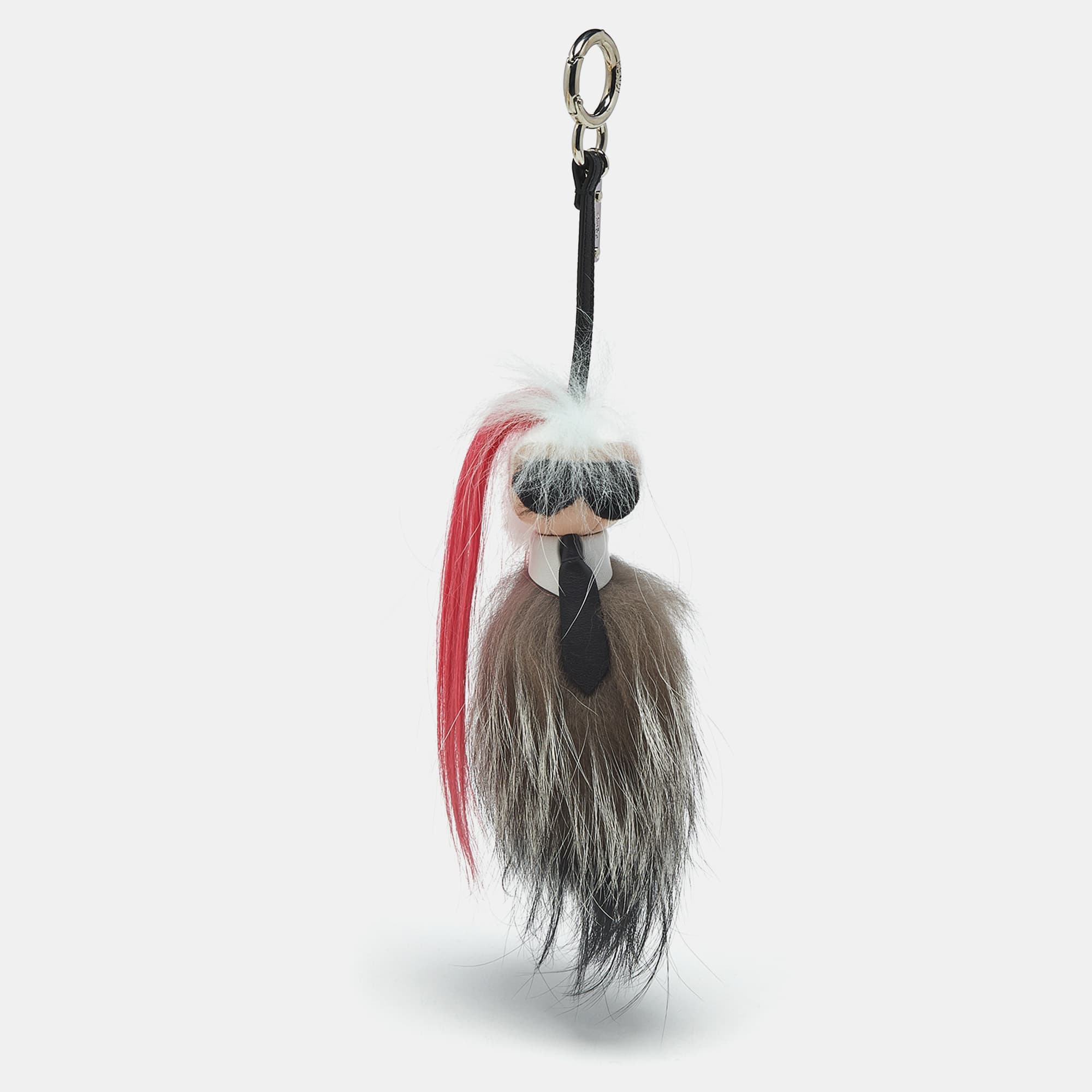 Fendi Karlito Bag Charm Multicolor Fur and Leather
