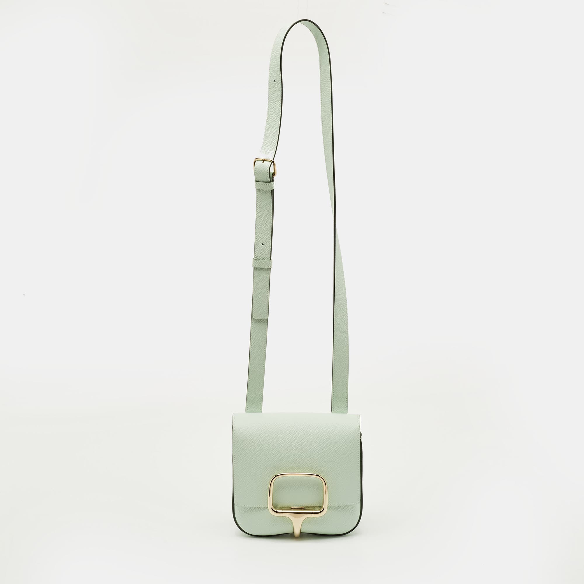 Hermes Della Cavalleria Mini Vert Peppermint Epsom Leather Crossbody Bag