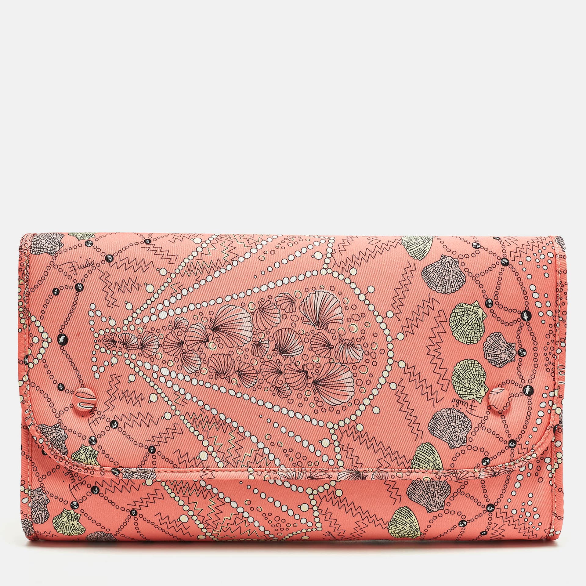 Emilio Pucci Multicolor Printed Fabric Flap Pouch