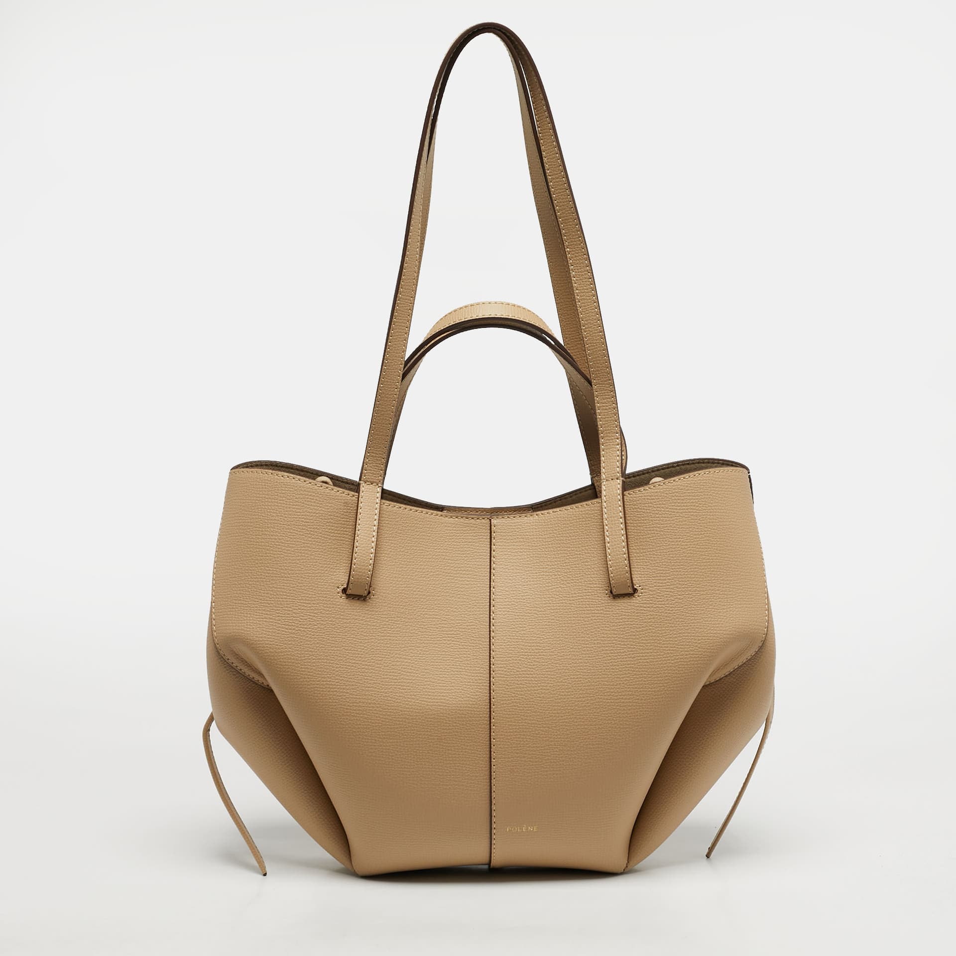 Pol&egrave;ne Cyme Mini Beige Leather Tote