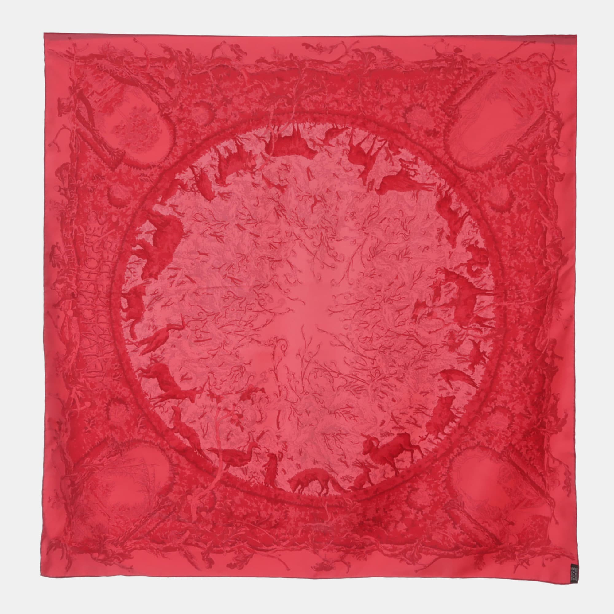 Hermes Jardin Des M&eacute;tamorphozes Red Silk Scarf
