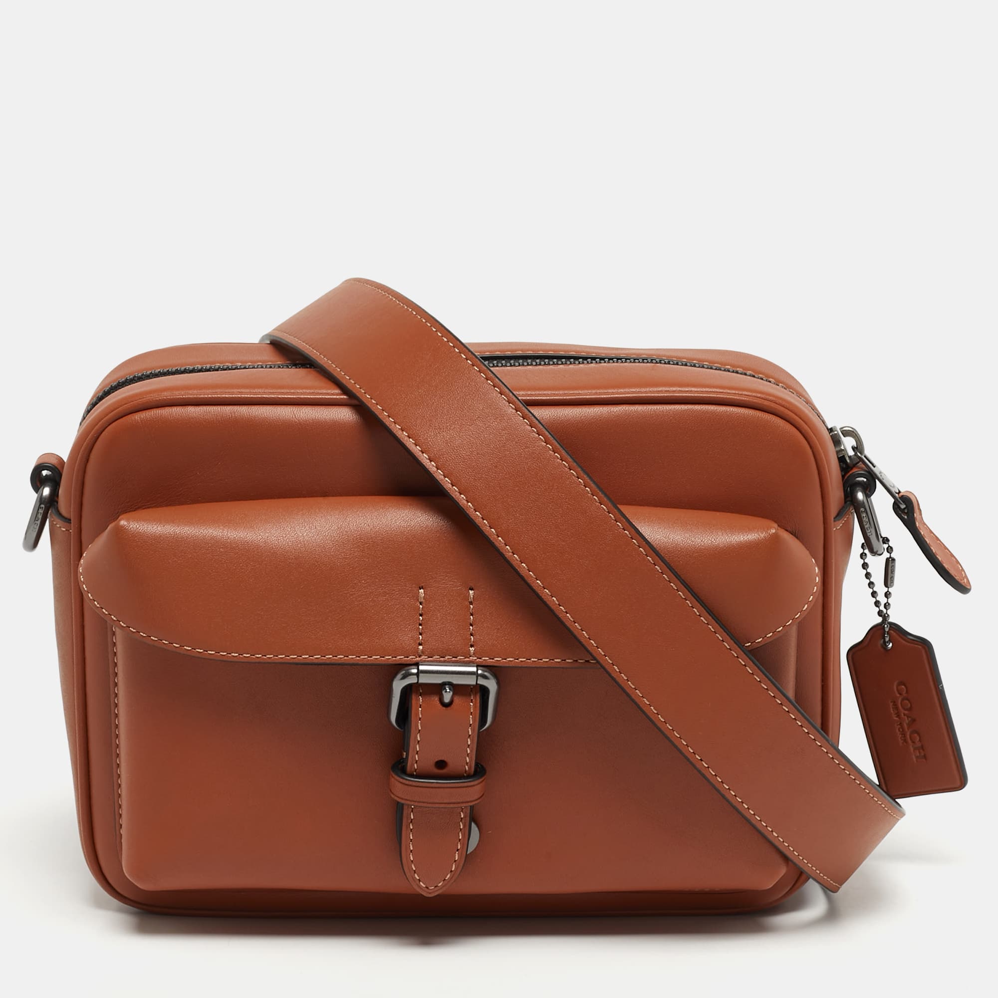 Coach Warner Brown Leather Crossbody Bag