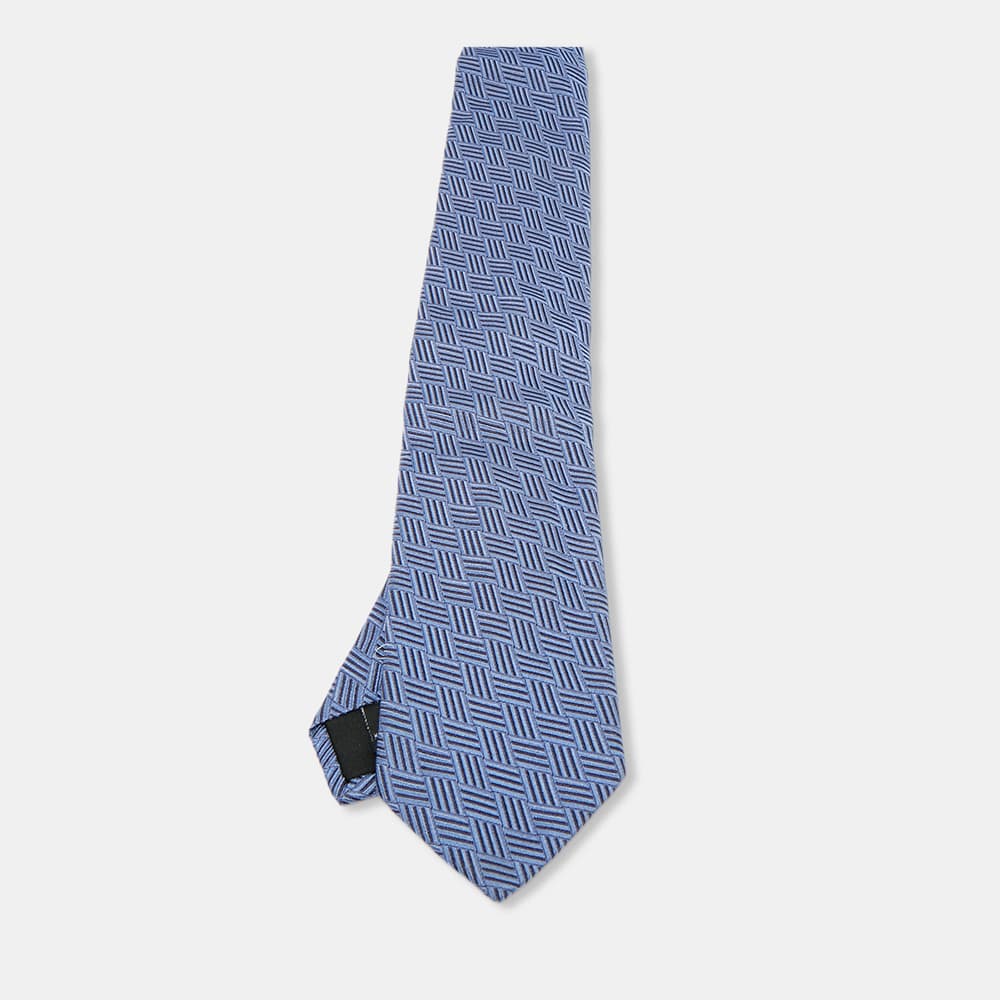 S.T. Dupont Blue Patterned Silk Tie