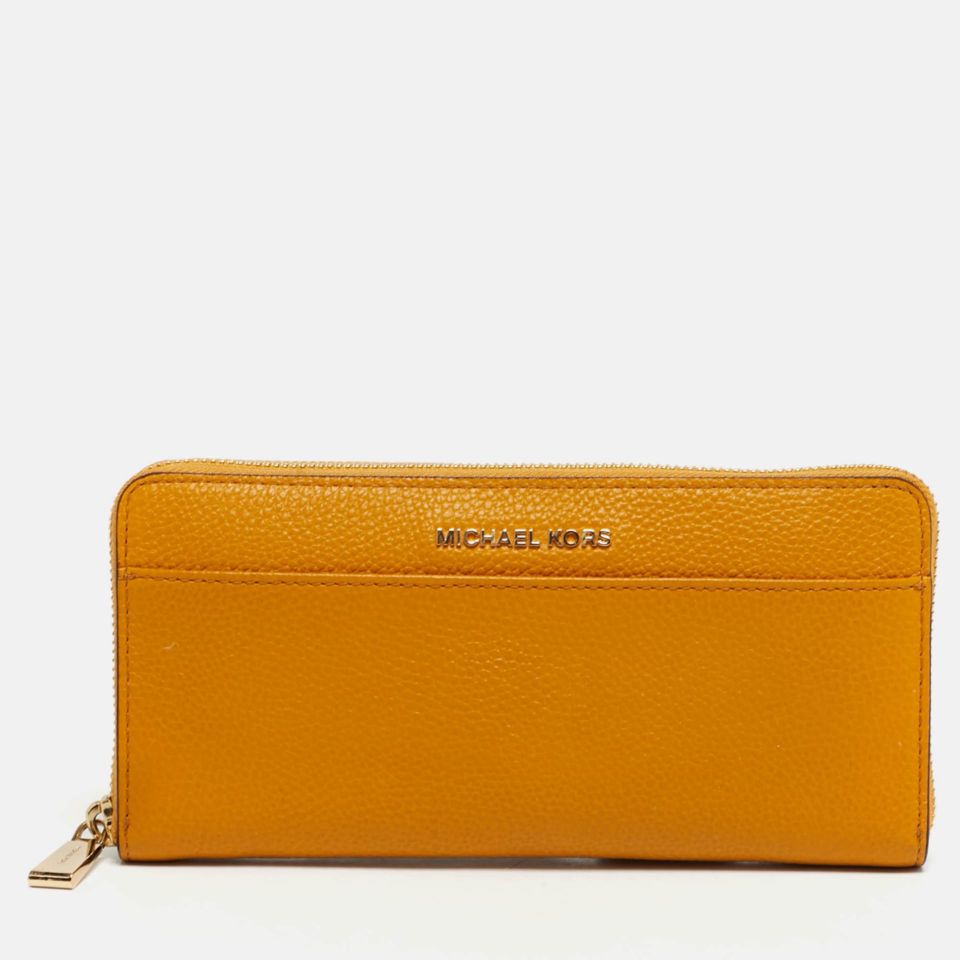 Michael Kors Yellow Leather Zip Around Wallet