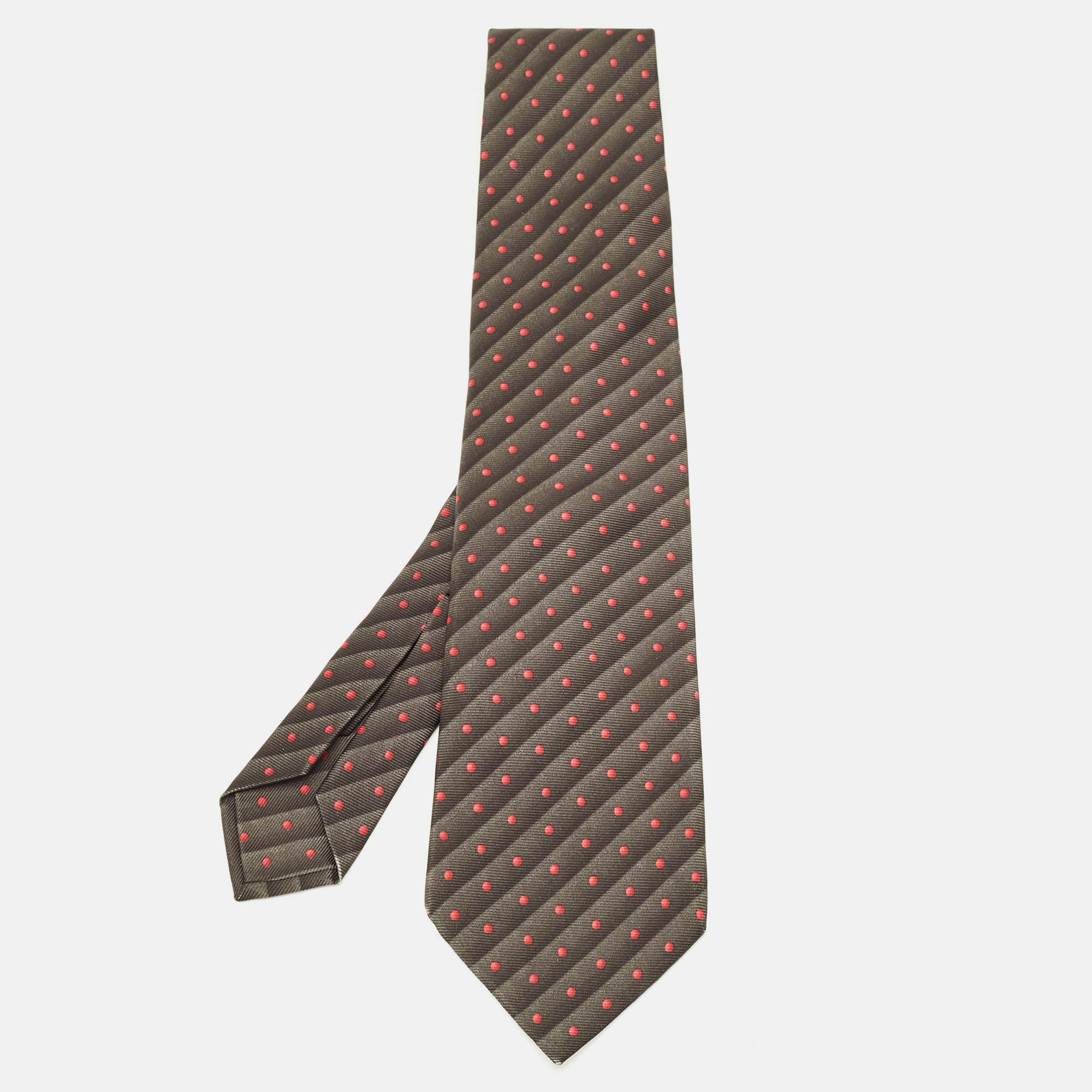Bvlgari Green Dotted Stripe Silk Traditional Tie