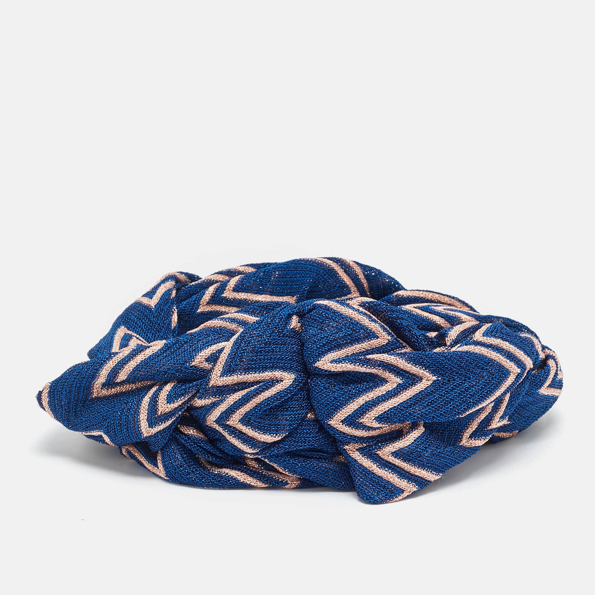 Missoni Blue/Pink Chevron Lurex Knit Headband One Size
