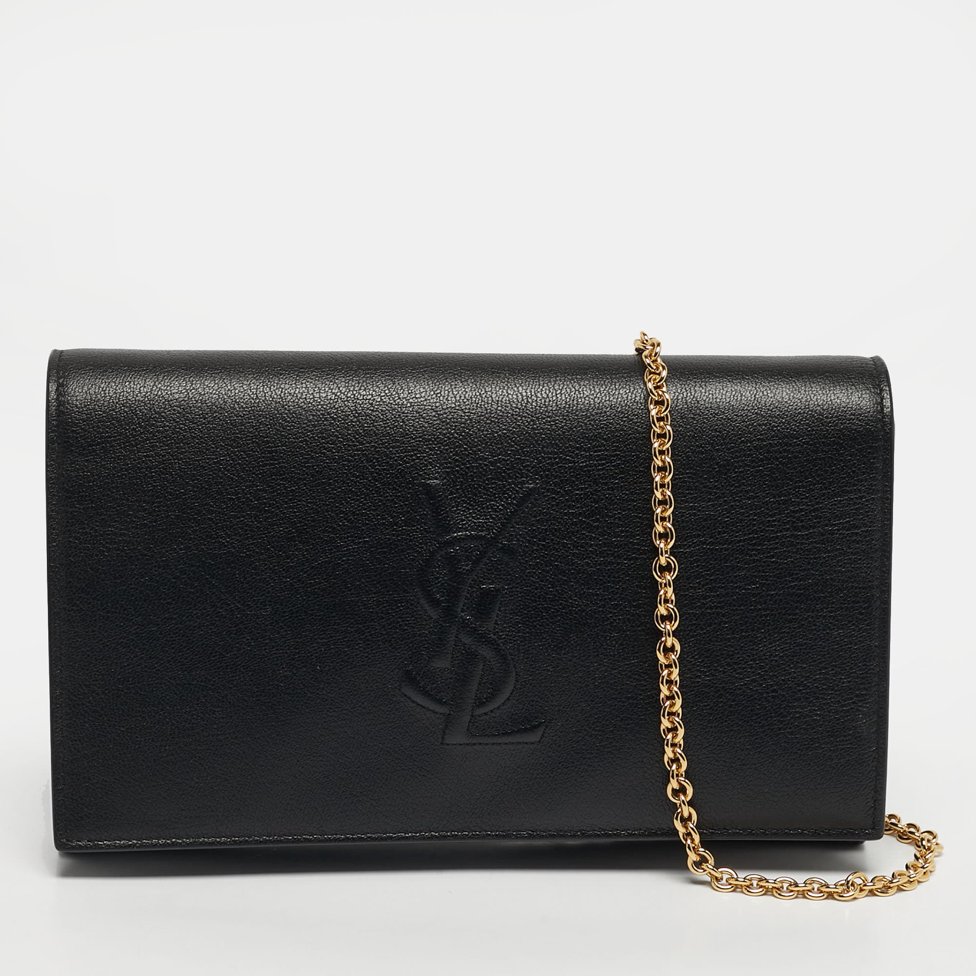 Yves Saint Laurent Belle de Jour Black Leather Wallet On Chain