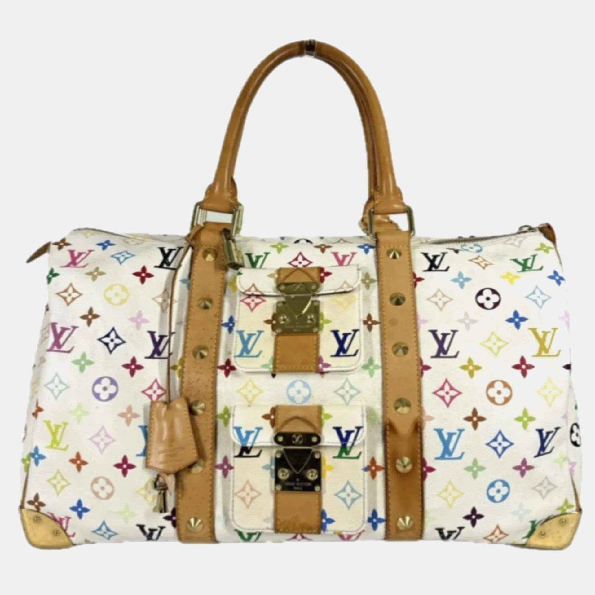 Louis Vuitton Monogram Multicolore Keepall 45 Handbag Canvas And Available In Blanc White