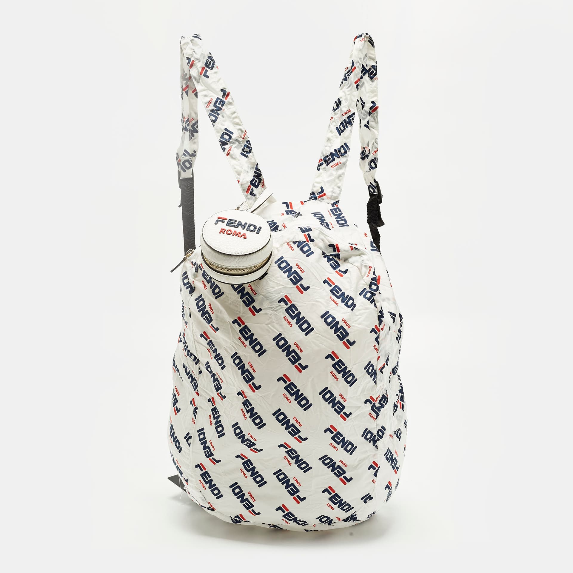 Fendi x Fila Mania White Nylon Packable Backpack