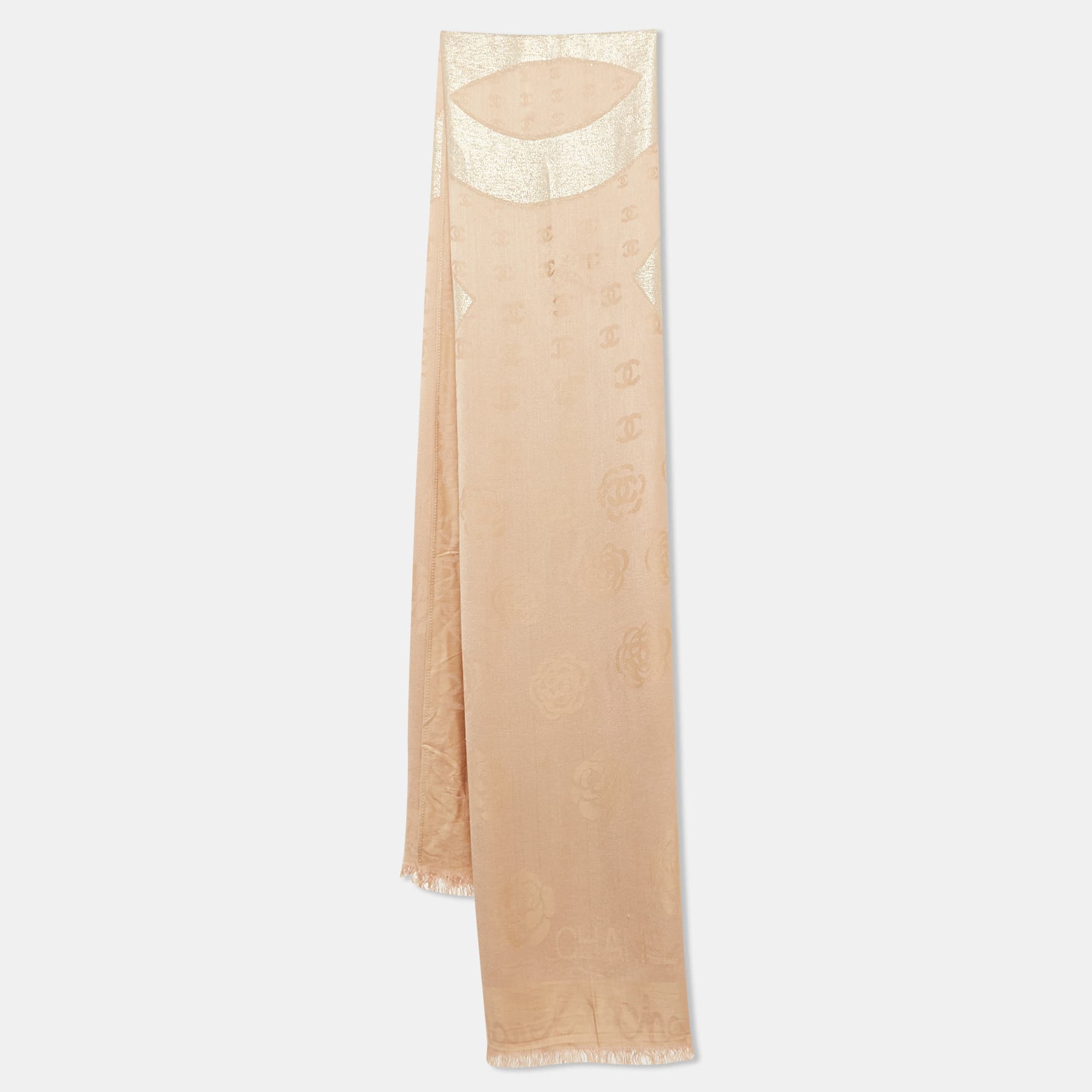 Chanel Beige CC Jacquard Silk Scarf