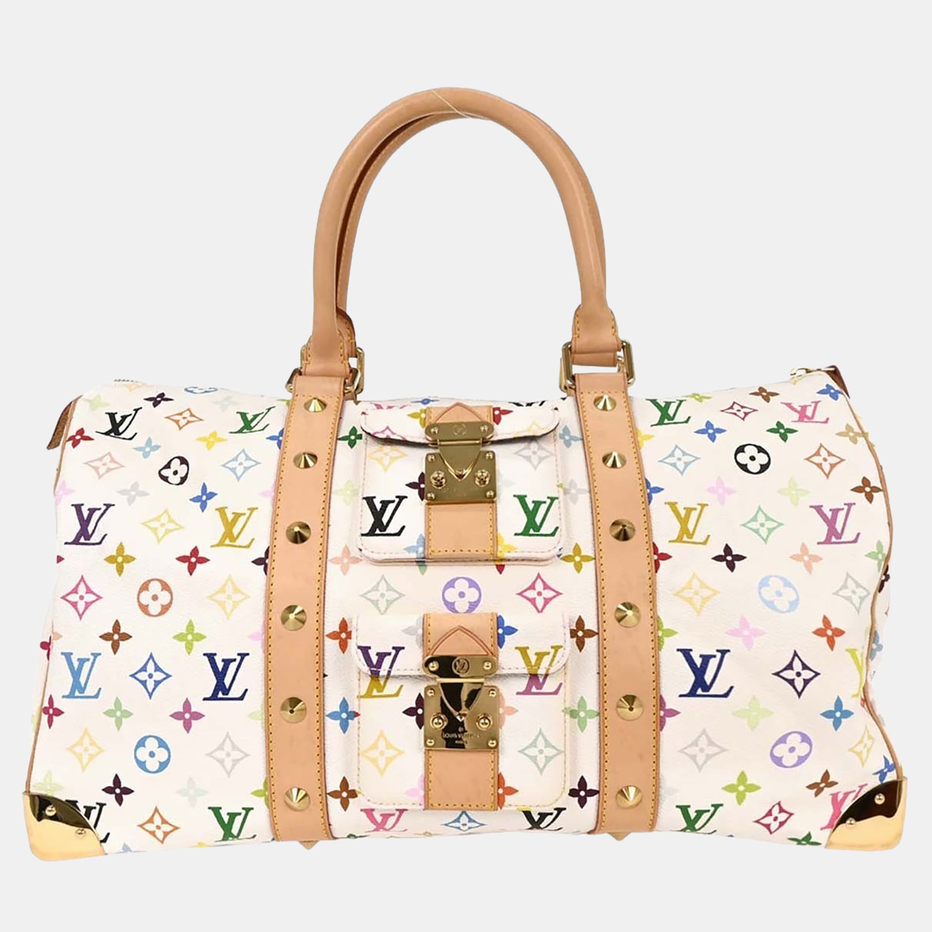 Louis Vuitton Monogram Multicolor Keepall 45 White Canvas Duffel Bag