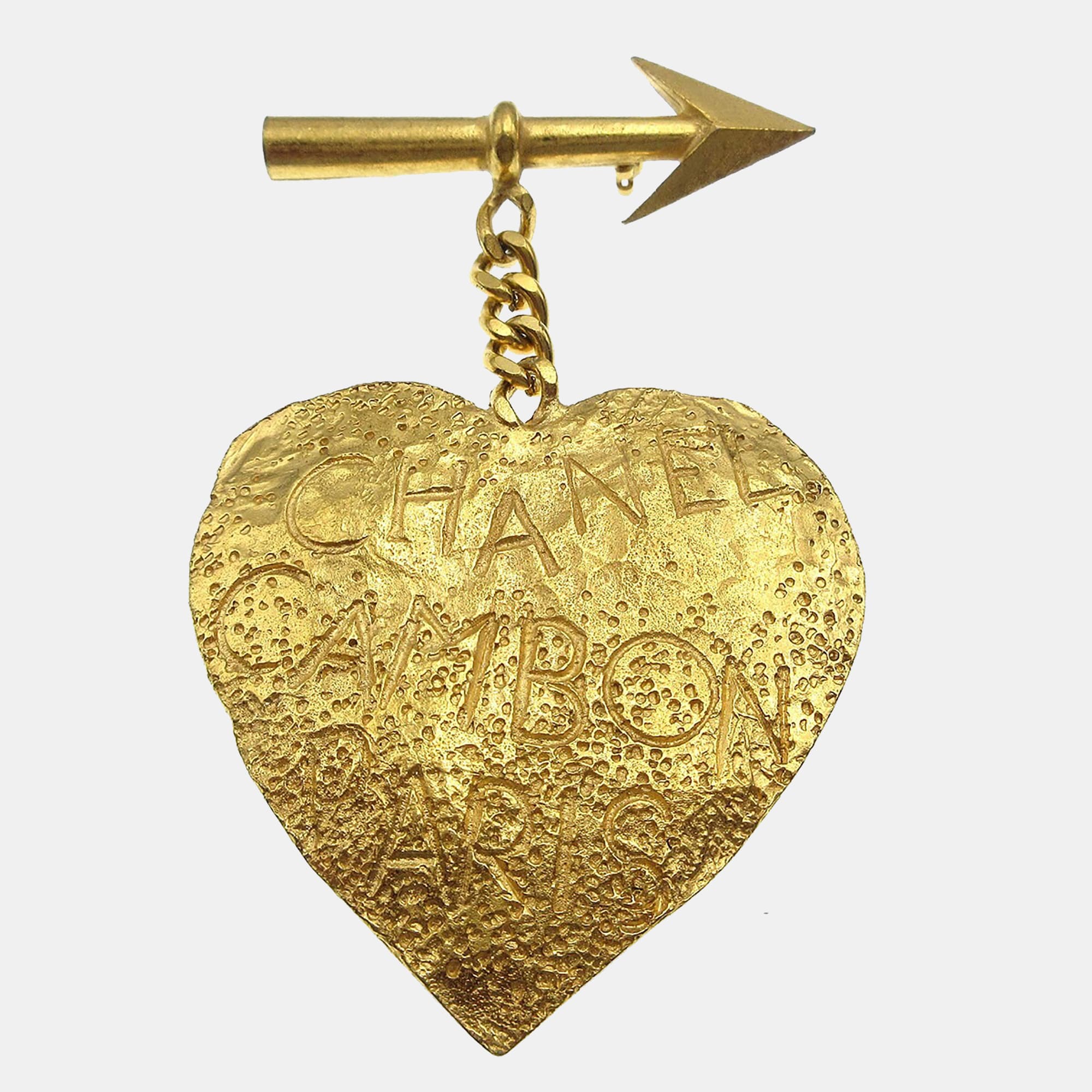 Chanel Heart And Arrow Brooch Gold 93P