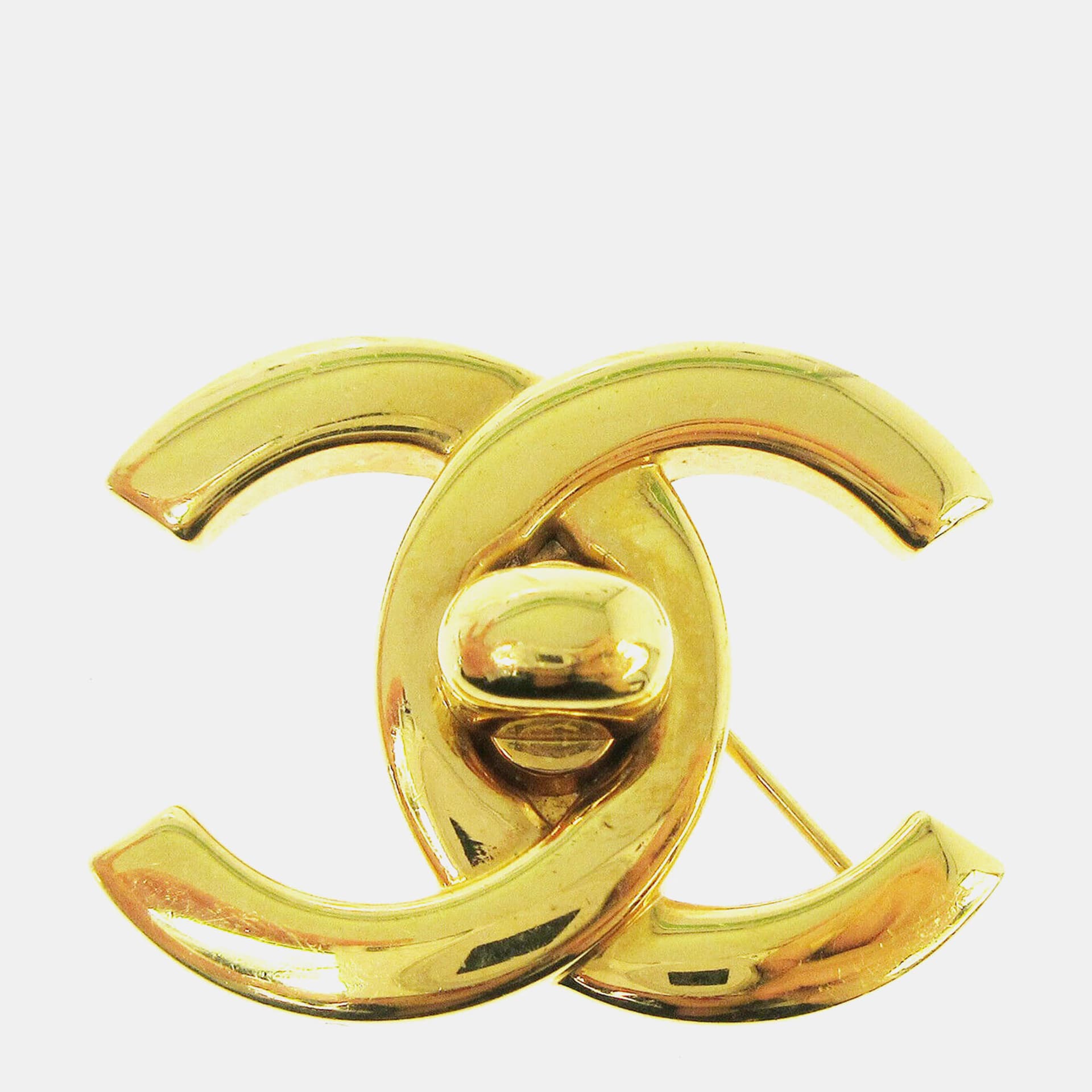 Chanel Vintage 1996 CC Turnlock Gold Plated Women's Brooch