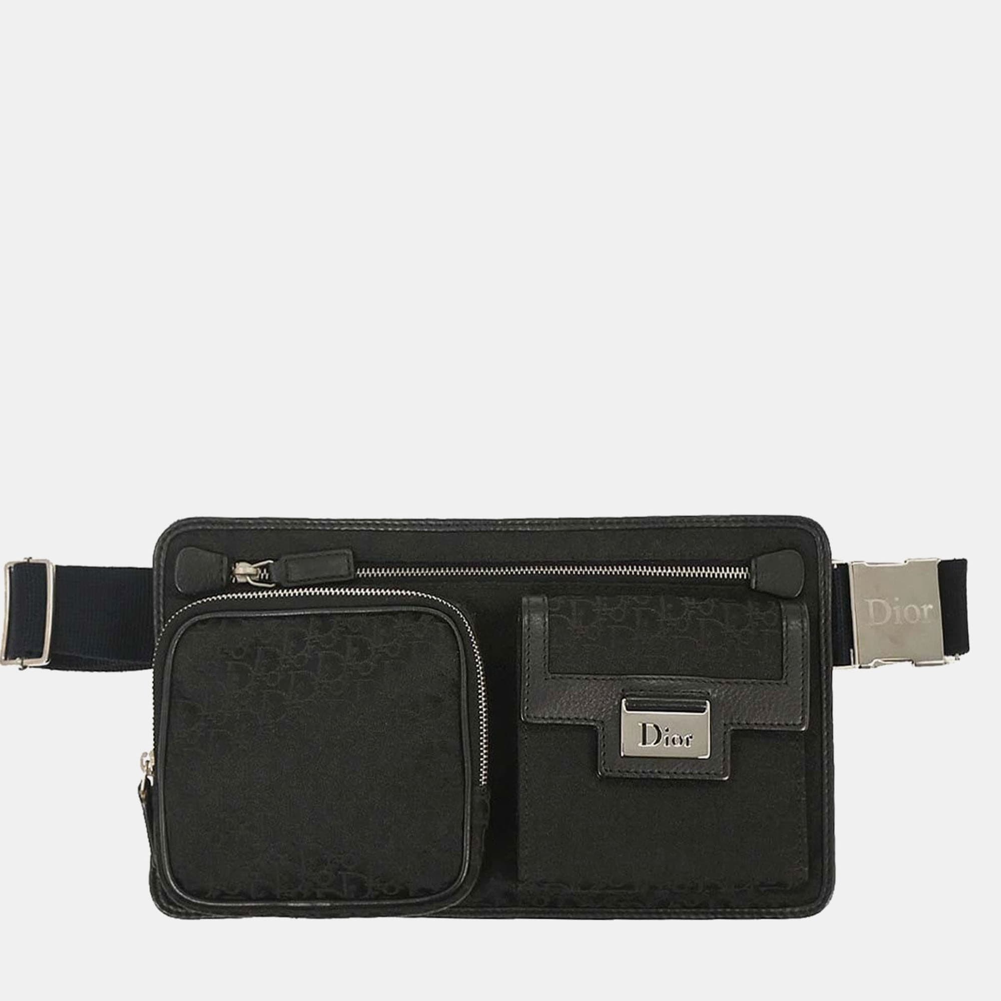 Dior Trotter Street Chic Black Trotter Canvas Belt Bag