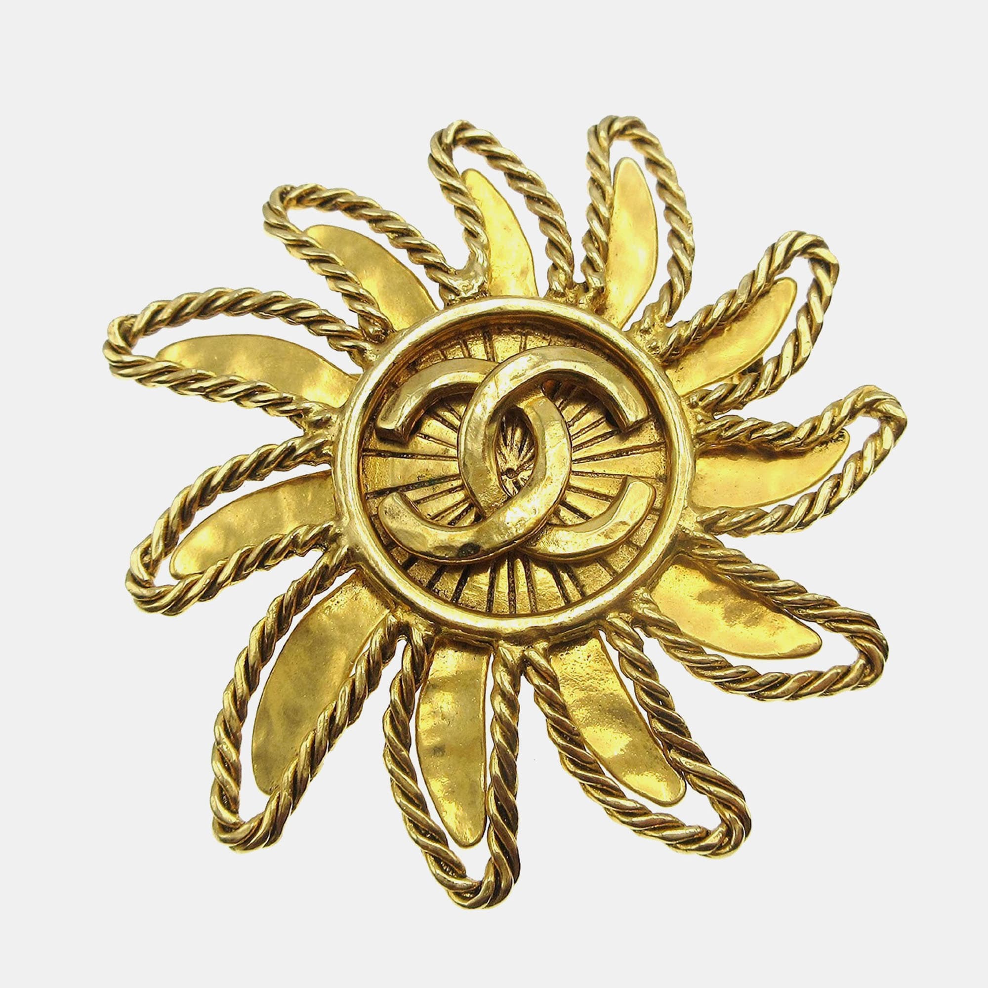 Chanel Sun Brooch Pin Gold
