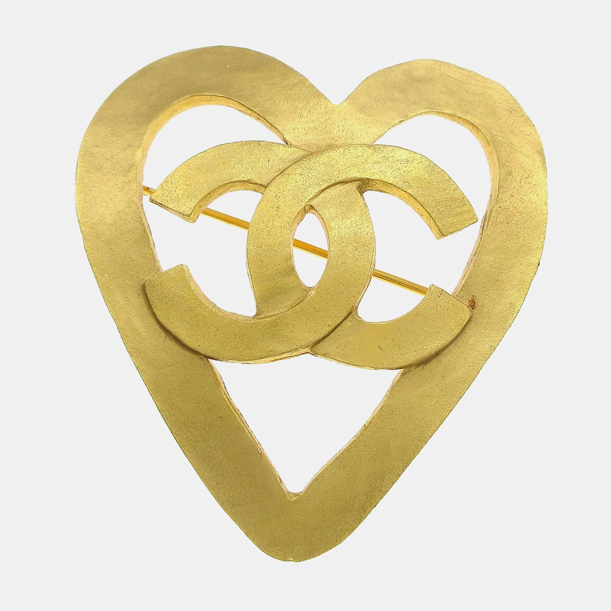 Chanel Heart Brooch Gold