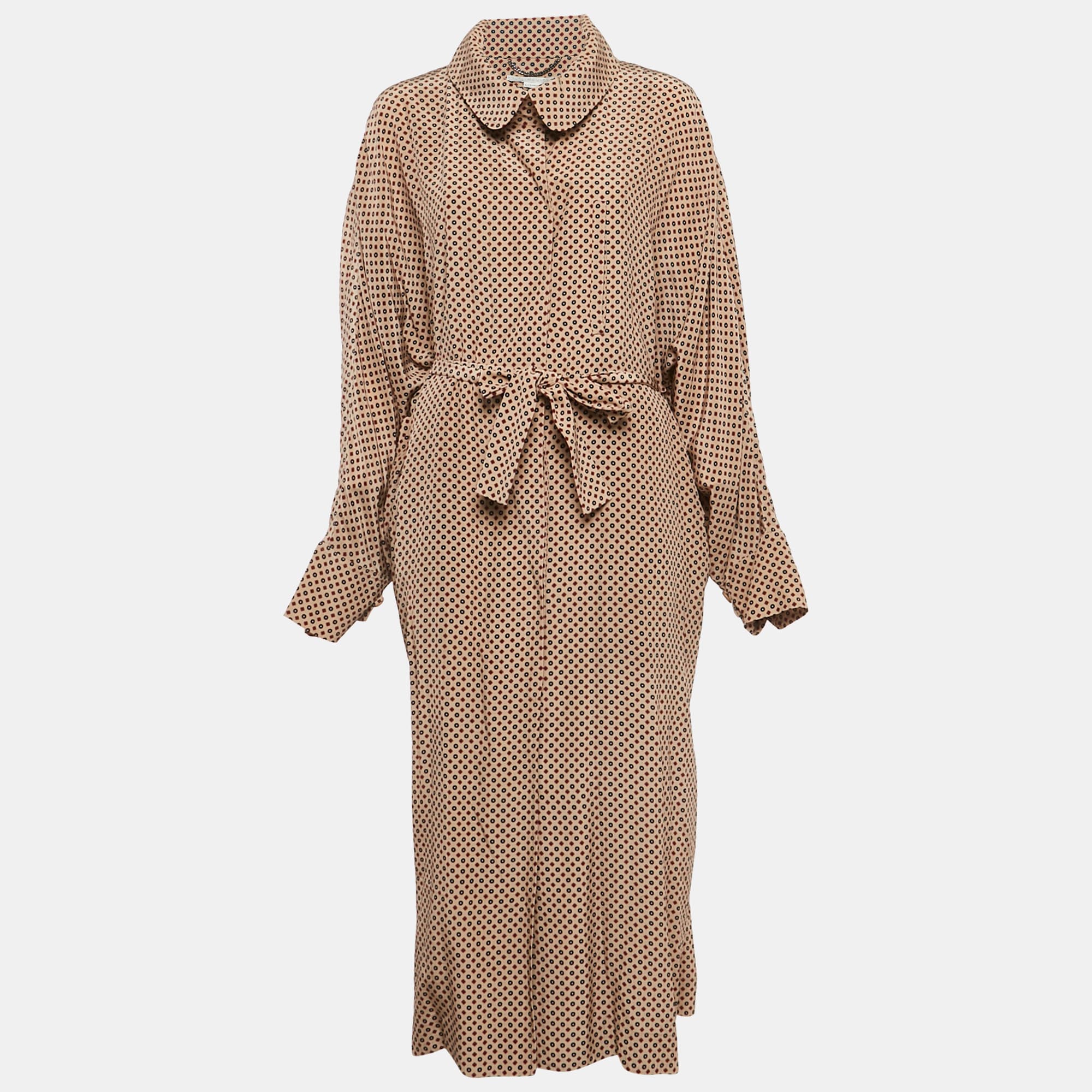 Stella McCartney Beige Geometric Print Emily Long Coat S