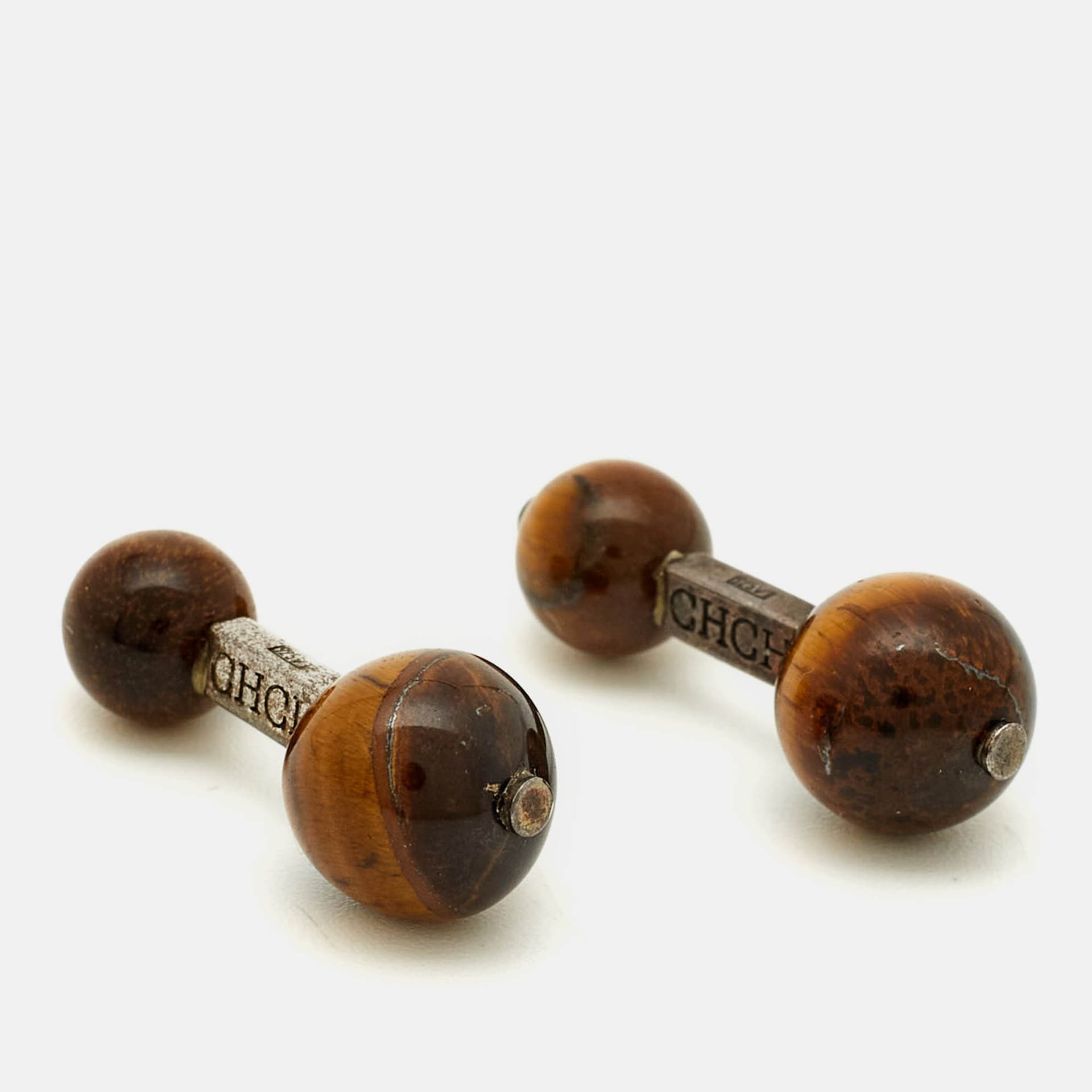 Carolina Herrera Tigers Eye Silver 925 Cufflinks