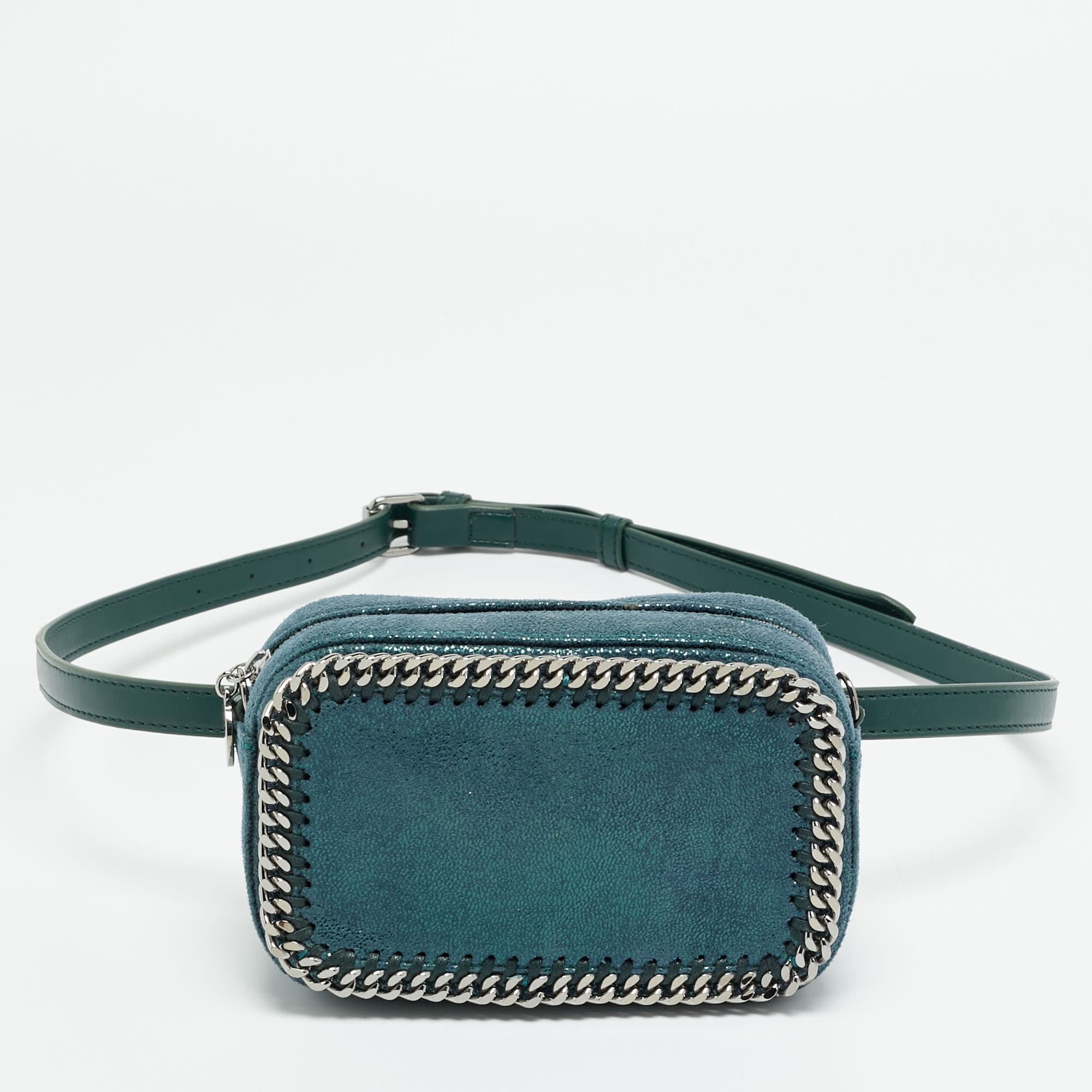 Stella McCartney Falabella Metallic Green Shimmering Faux Suede Belt Bag