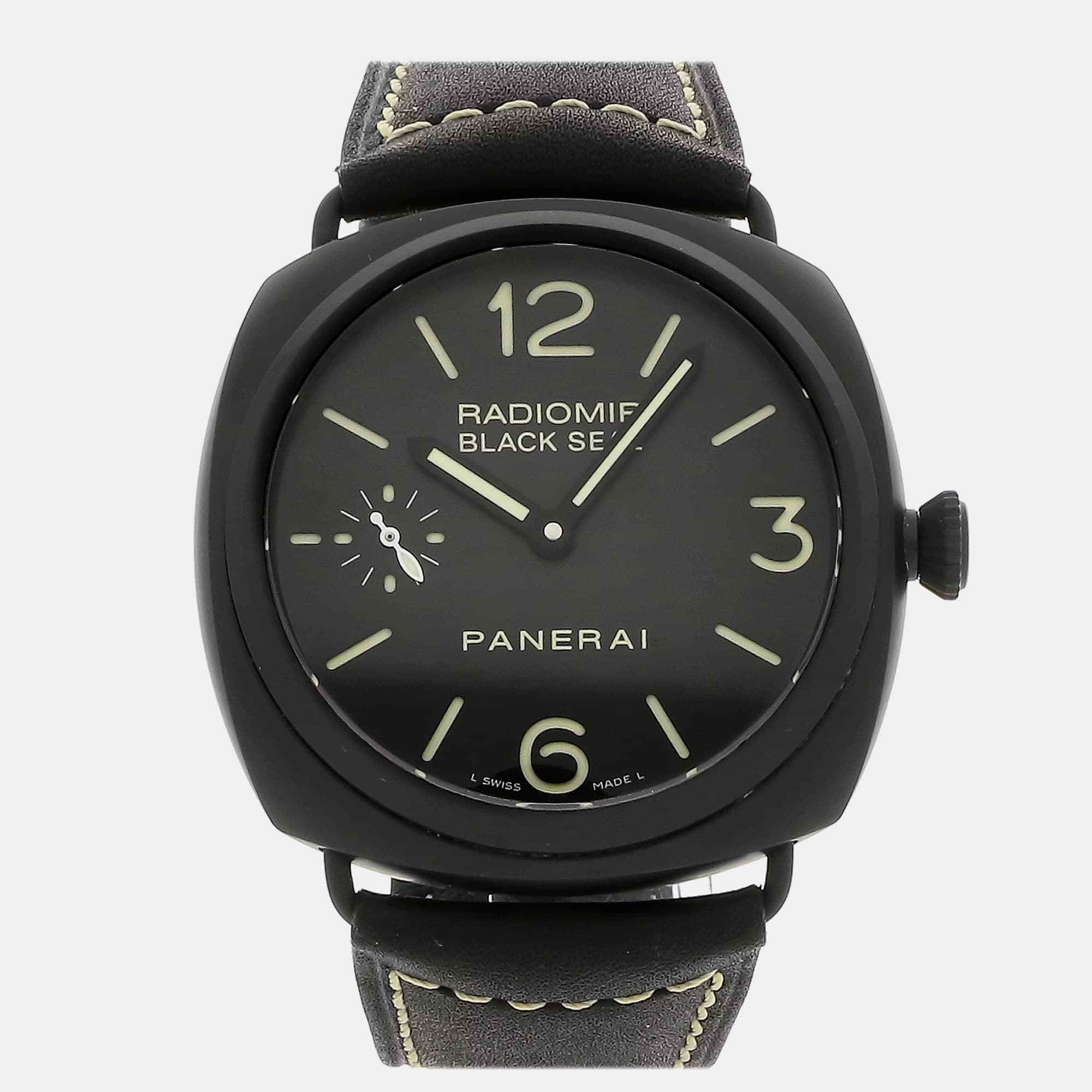Panerai Radiomir Black Seal PAM 292 Manual Winding Black Dial Ceramic Men's Wristwatch 45mm